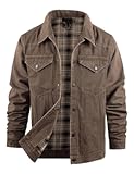 Mens Flannel Lined Denim Jacket Snap Cowboy Cut Western Classic Slim Fit Vintage Heavy Duty Jacket Trucker Coat