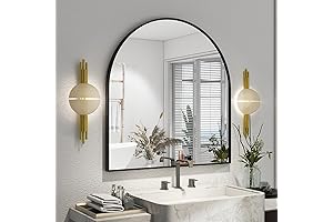 Arched Bathroom Mirror Black, 32 x 34 Inches