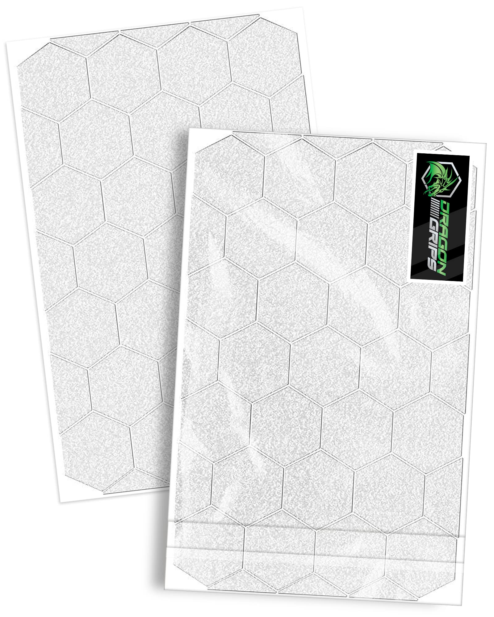 Dragon Grips Clear Rubber Grip Tape - 25 Precut 1" Hex Griptape Stickers (Pack of 2), Non-Slip Adhesive for Cell Phones, Controllers, Guns, and Mouse
