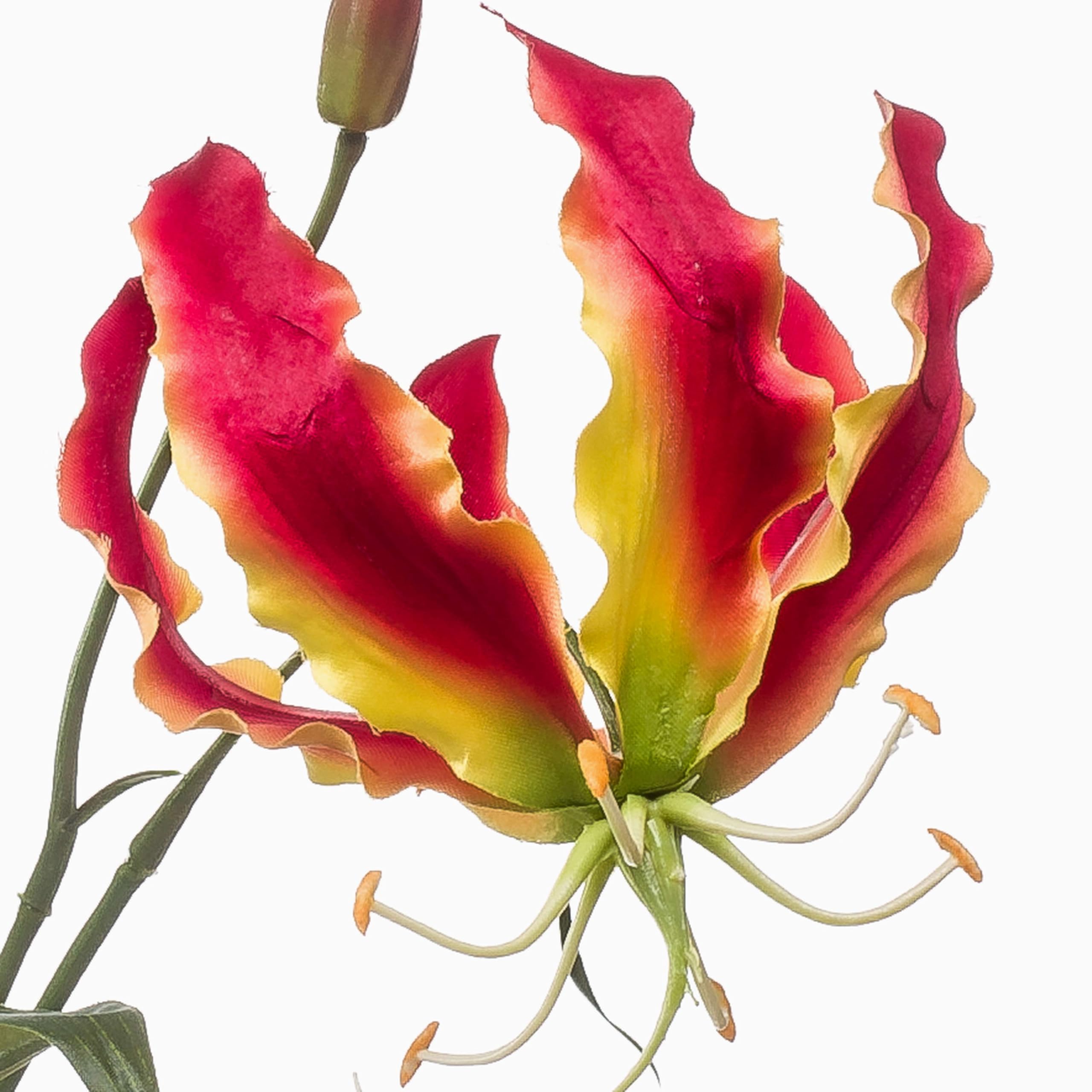 artplants.de Künstlicher Zweig Gloriosa TROFEL, pink-gelb, 90cm | Deko Gloriosazweig