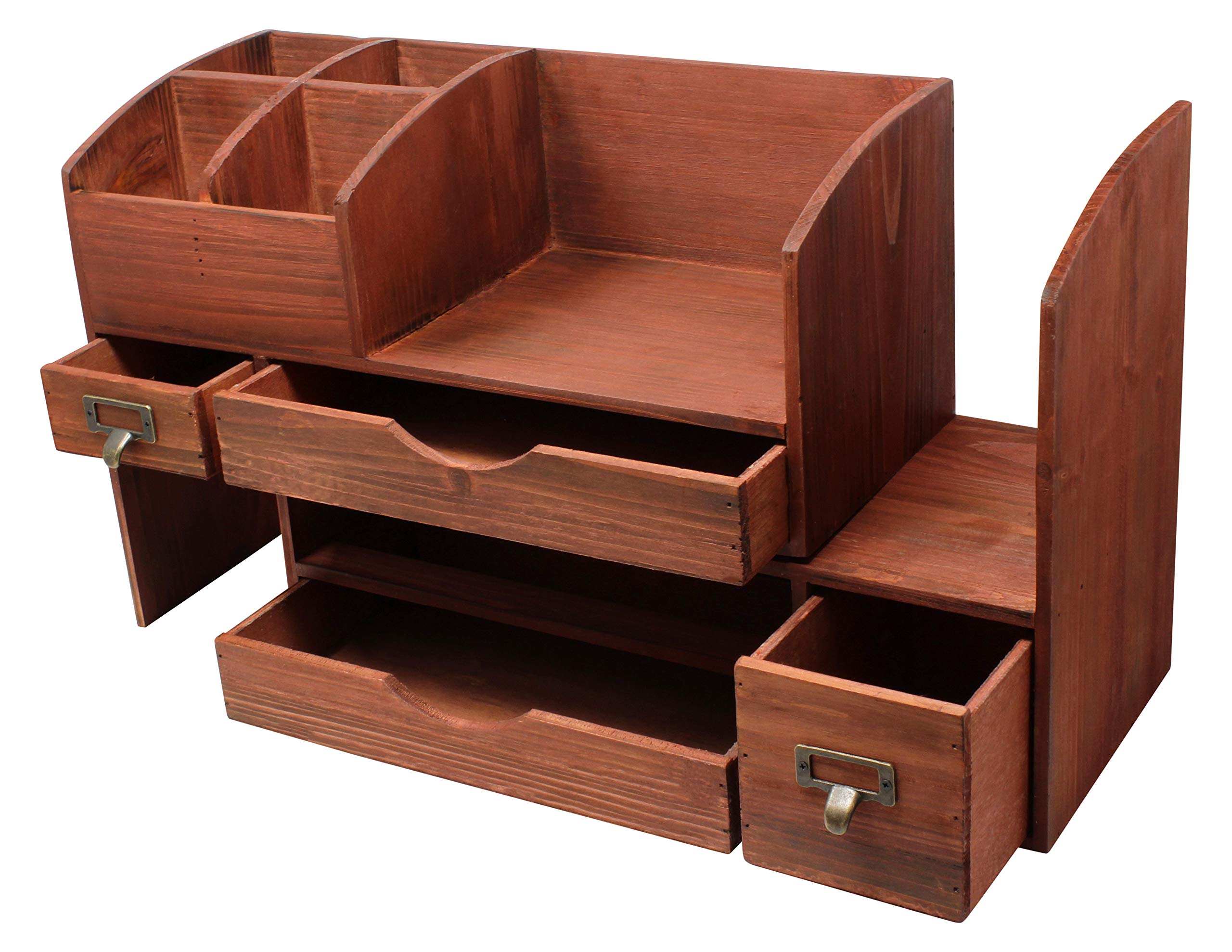 Petit Organisateur De Bureau En Bois Avec Tiroir - Style Ferme Rustique, 20x12x7 Cm, Rangement Stylos Ou Bijoux