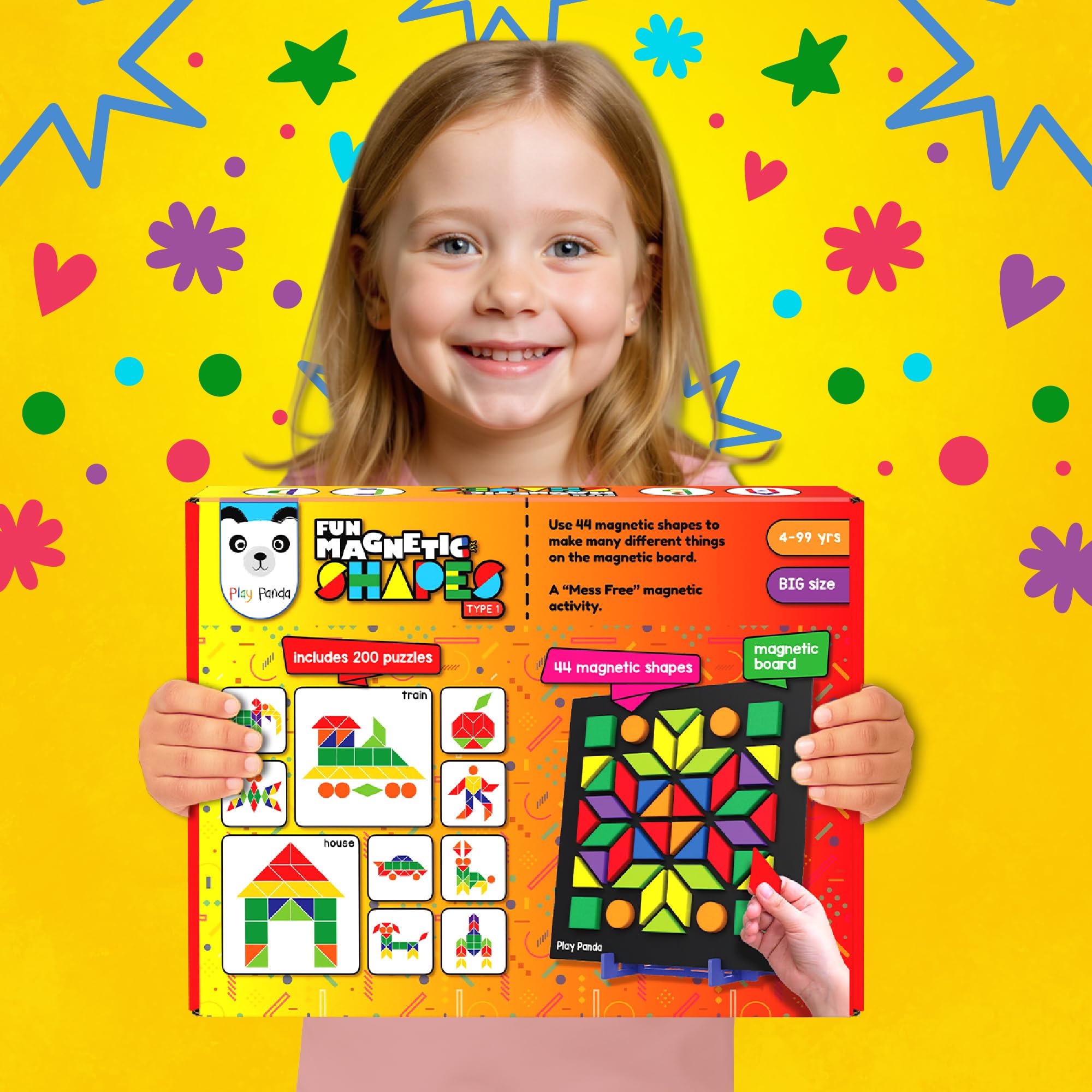 Play Panda Magnetic Puzzle Set for 4+ yrs Kids with 44 Shapes & 200 Patterns 3
