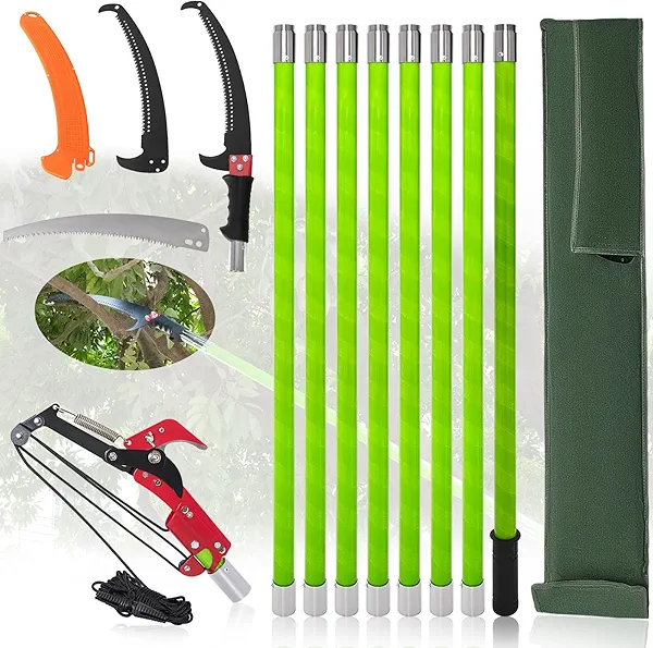 Tree Pruner Pole Saw for Trimming, 7.3-27ft Manual Extendable Tree Trimmer, Ideal for Palms and Shrubs
