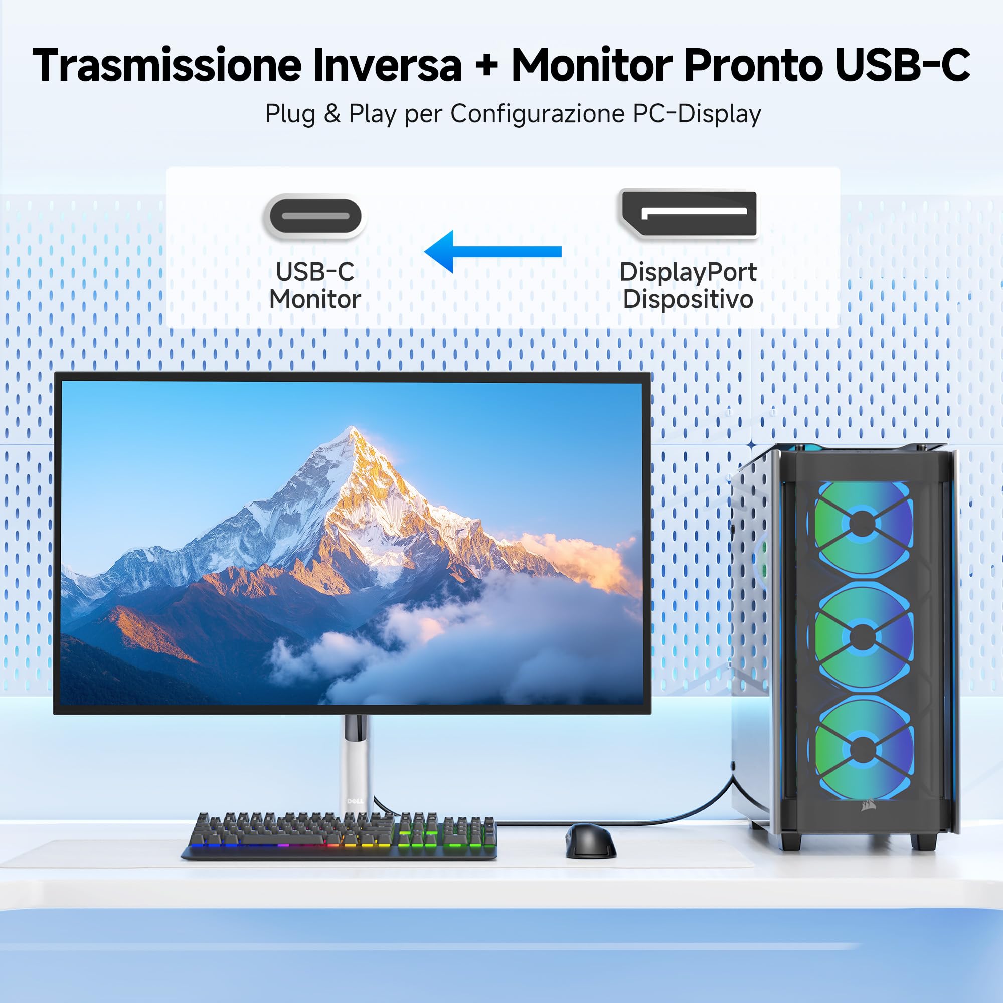 Cable Matters cavo USB-C DisplayPort 2.1 bidirezionale 1,8 m, DP40 (UHBR10) 40Gbps, 8K@120Hz 4K@480Hz, DP Alt Mode, senza Power Delivery