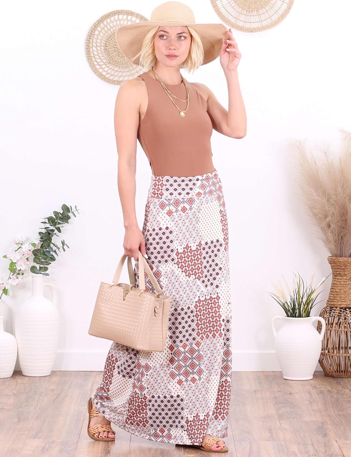 Popana Long maxi skirts for women – High Waisted Flowy Long Skirt for Women, Casual A-Line Plus Size Maxi Skirt - Image 2