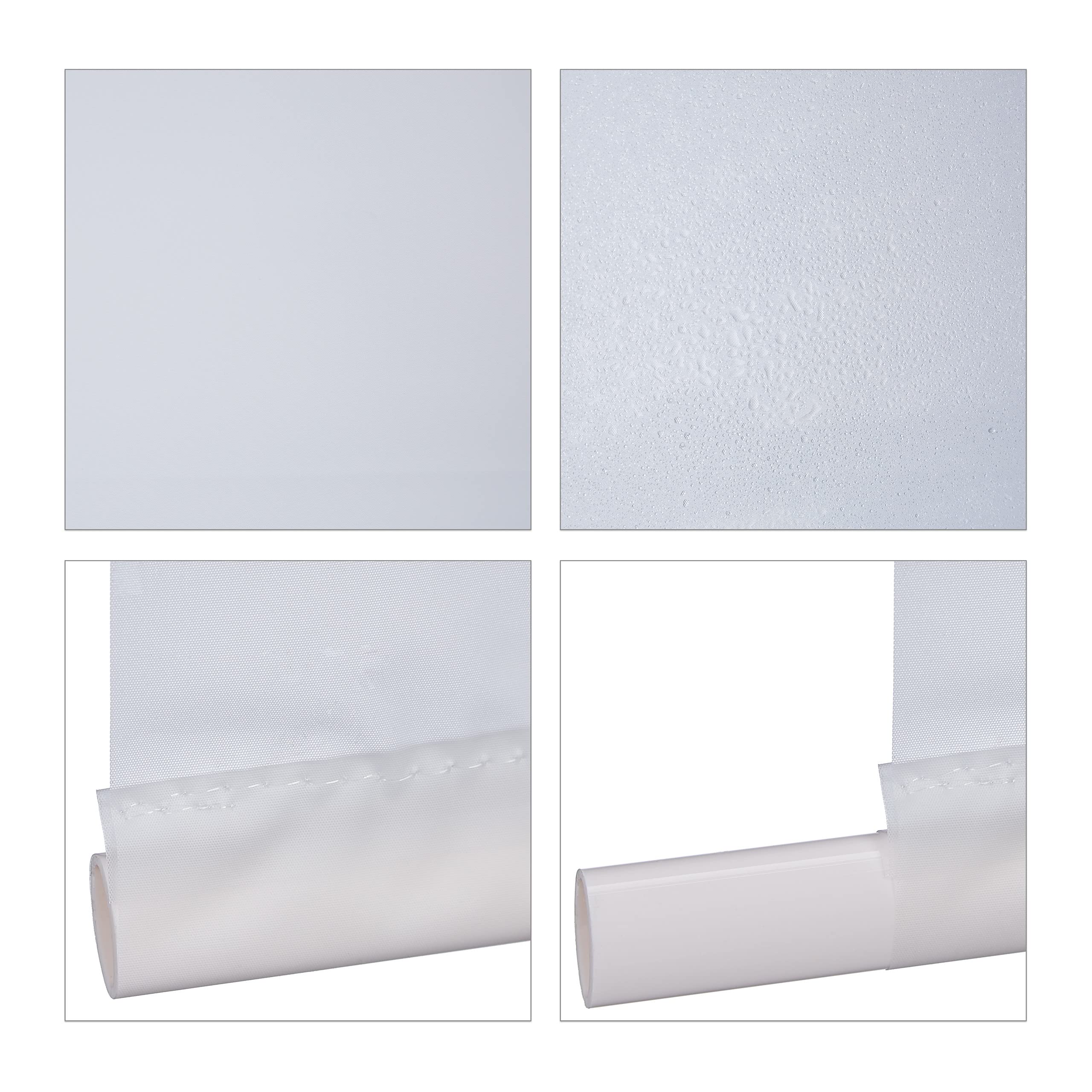 Relaxdays Cortina Enrollable Ducha, Estor con Cadena, Repelente Agua, Instalación Techo o Pared, 120x240 cm, Blanco