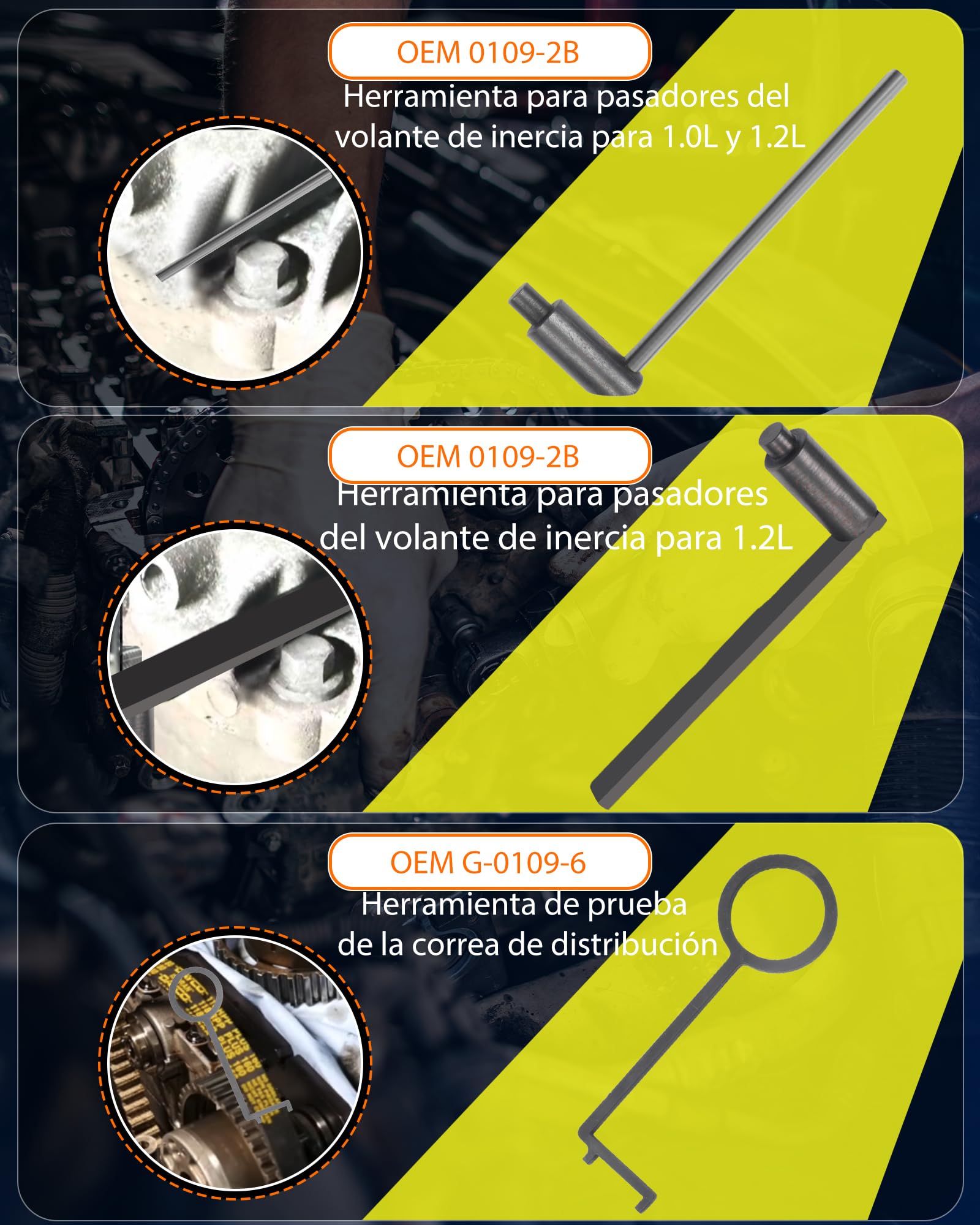 9PCS Util Calado Distribucion Timing Belt Tit Compatible con Citroen, para Peugeot, para Opel, para 1.0, 1.2 Vti (VVT) /para GDI PureTech Petrol 0109-2A, 0109-2B, G-0109-6, 0109-2B, 109-2D, 109-2C