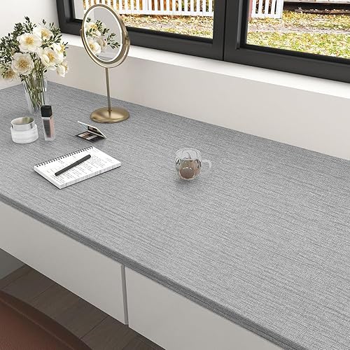 Miniatura 3 de Papel tapiz beige para despegar y pegar, papel de contacto beige para paredes, 17.7 x 78.7 pulgadas, papel de pared texturizado de vinilo de lino