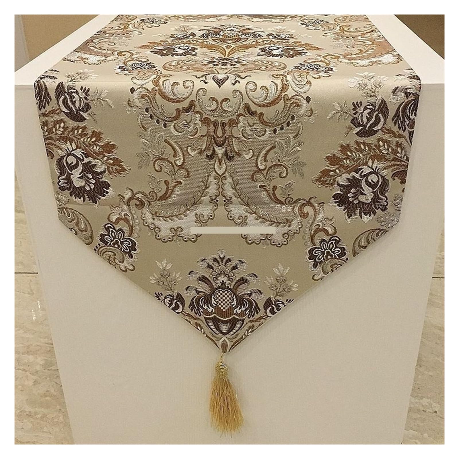Szaro-złoty obrus żakardowy bieżnik na stół z flagą na łóżko, modne produkty do dekoracji domu(Beige,32x180cm)
