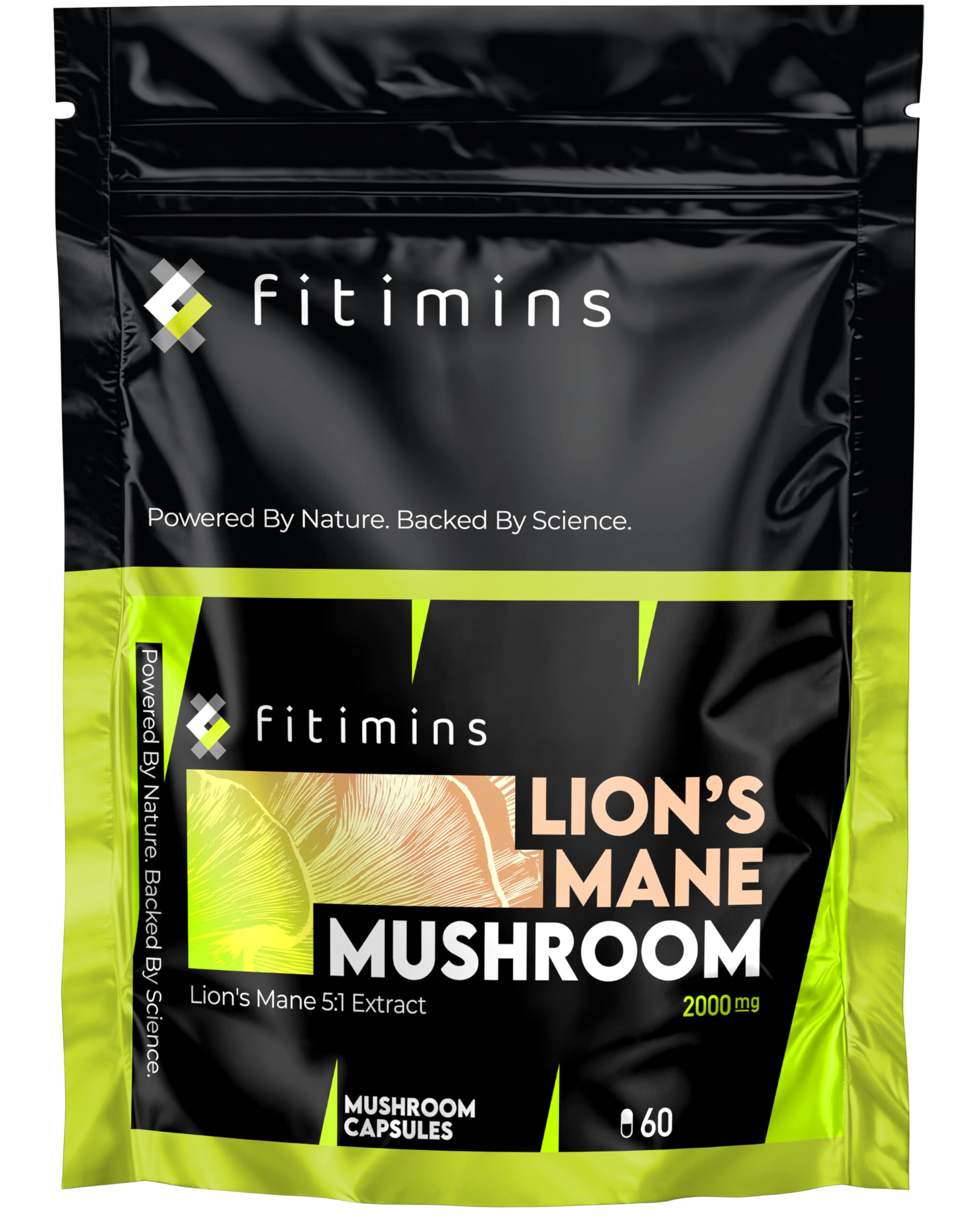 Lion’s Mane Mushroom Capsules 2000mg | High Strength Lion’s Mane Supplement for Memory, Focus, Mental Clarity & Brain Health | UK Made | 60 Vegan Capsules | 2 Month Supply | Fitimins