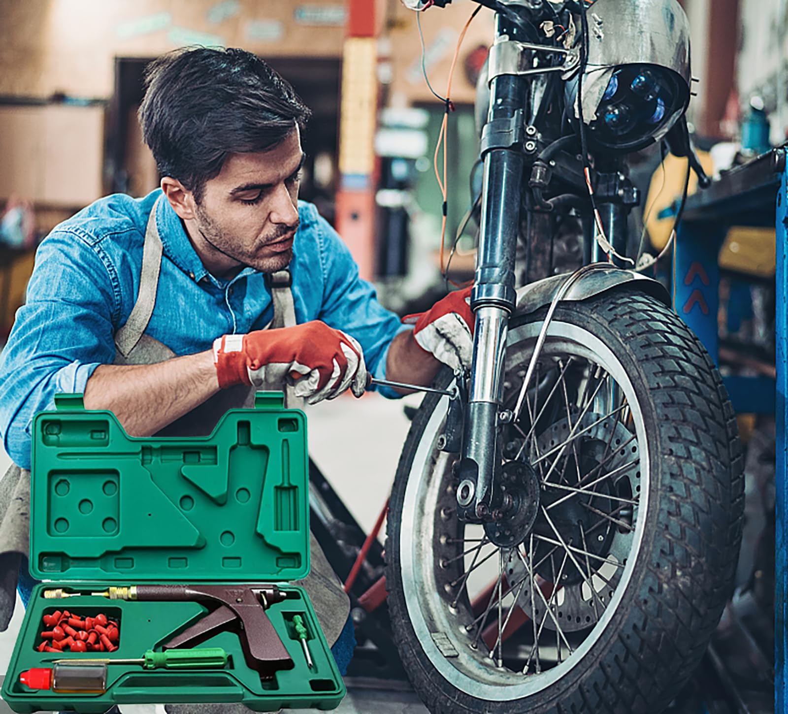 Kit de Reparación sin Cámara para Neumáticos - Juego de Lujo para Coche, Moto, Camión, ARB, ATV y Tractor con Tapones