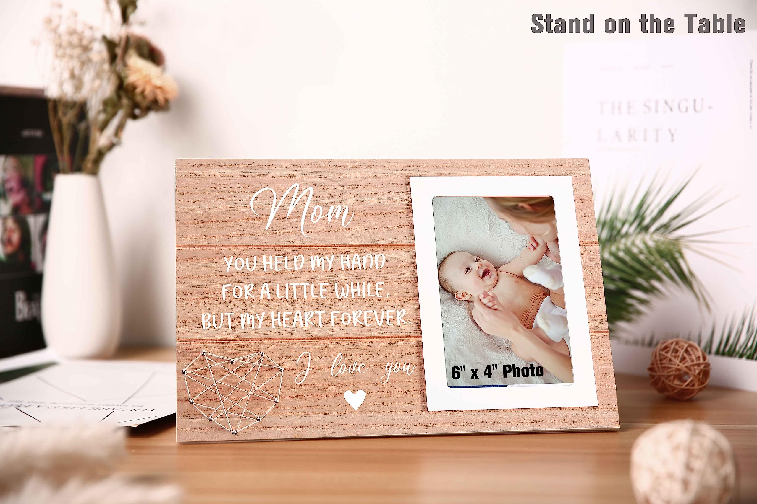 Sioial New Mom Frame Gift - 4x6 Picture Frame - Size 11.81'' W x 7.87'' H - Rustic Wood Frame - 'You Held My Hand for a Little While' Pattern - Perfect for Grandparents Day, New Year, Retirement