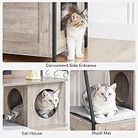 Vista 4 de HOOBRO Caja de arena con 2 estantes de almacenamiento, mueble alto para caja de arena oculto con estación de carga, mueble para caja de arena oculta