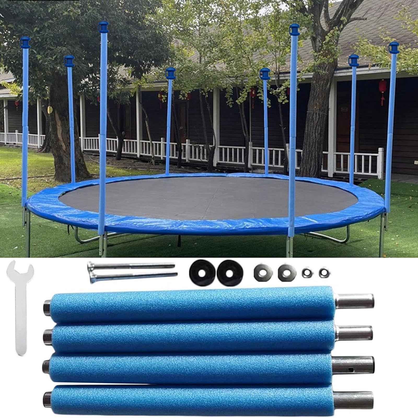 Poteaux de rechange pour clôture de trampoline, poteaux en acier robuste, accessoires de cadre de trampoline pour trampolines ronds de 1,8 m à 4,9 m