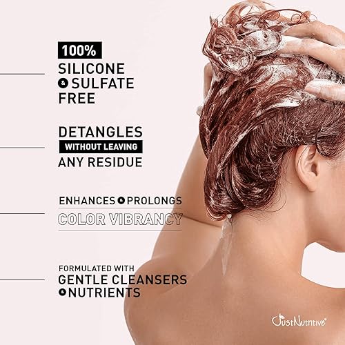 Miniatura 4 de Just Nutritive Champú, 16 onzas líquidas, protege el color para cabello teñido con sulfato, parabenos, silicona, libre de crueldad, hecho a mano en
