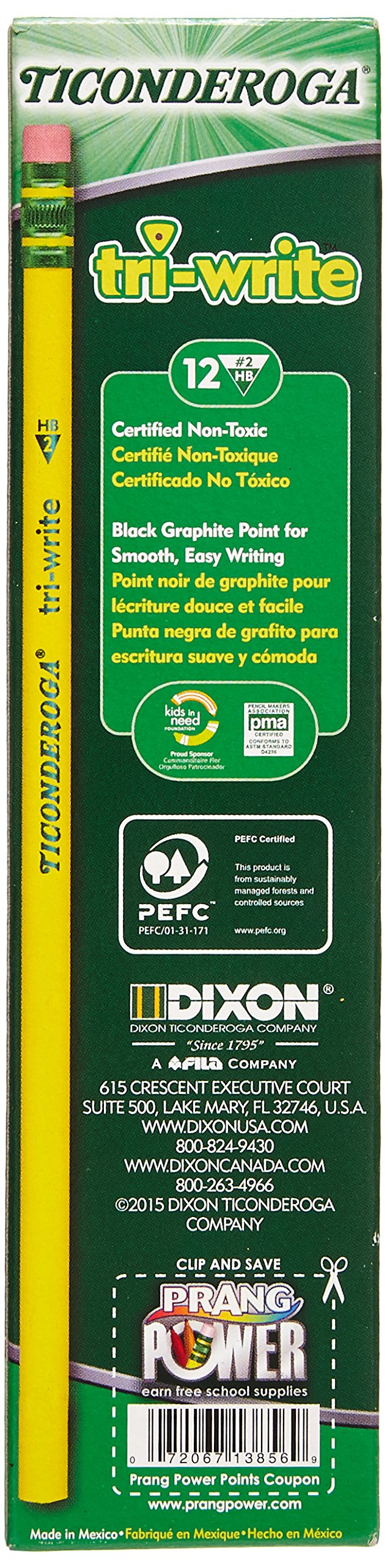 Ticonderoga Tri-Write Lot de 3 boîtes de 12 crayons en bois HB #2