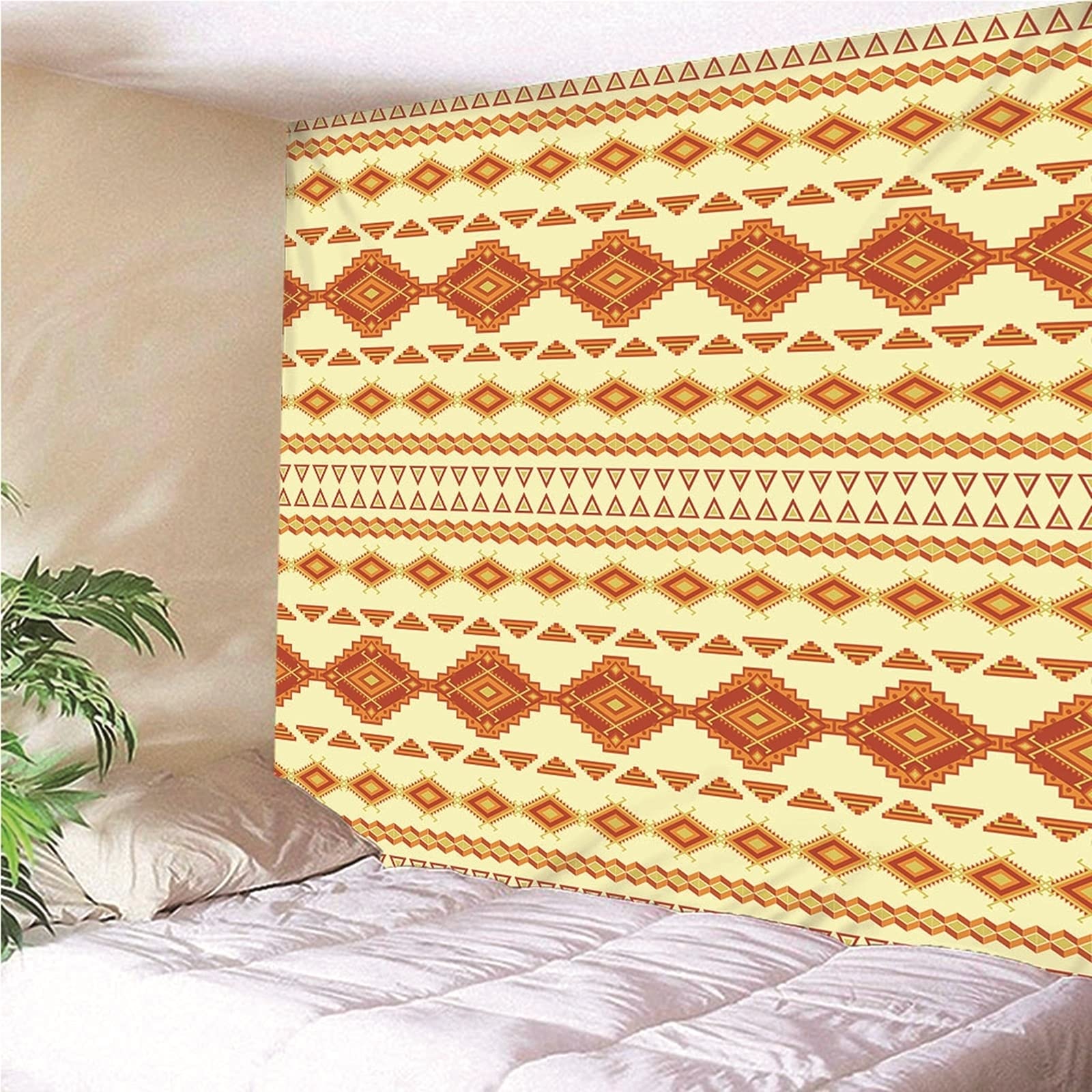 Wandbehang Boho Groß, Wandbehang Gelb Polyester Ethnisches Muster Wandtuch 350x256cm (138" x 101") Schlafzimmer Deko Wand Geschenk