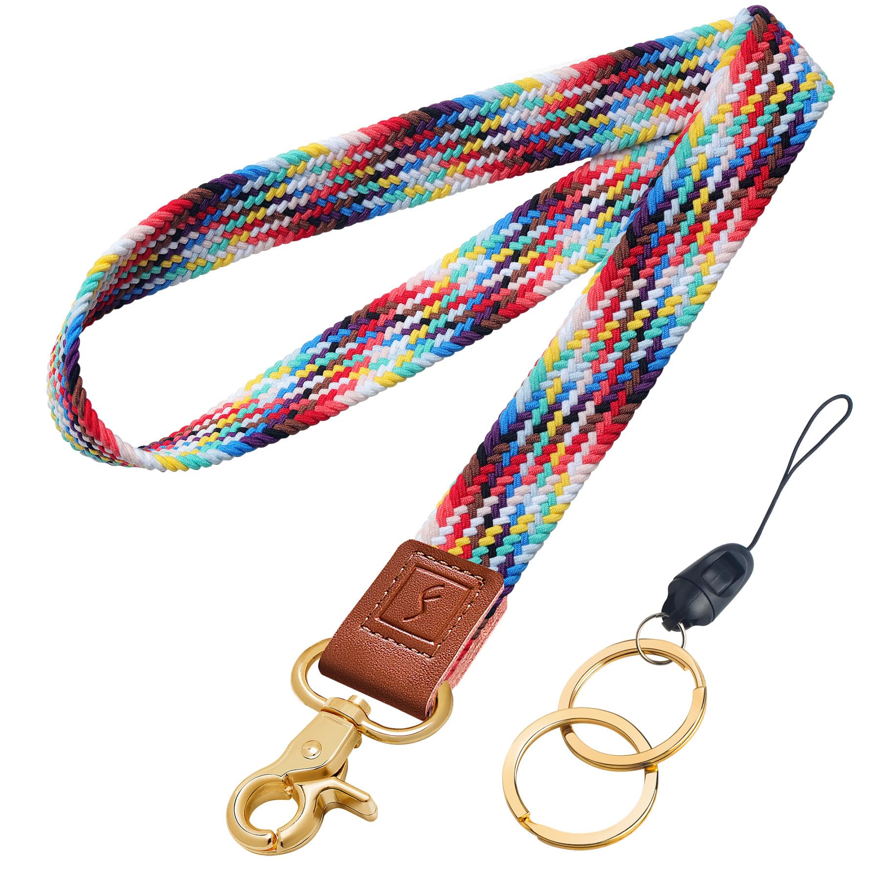 Fishent Stretchy Neck Lanyard, Cute Keychain Lanyard for Women Men Teacher, Long Lanyard for ID Badge Holder, Badge Lanyards for Keys Wallet Phone (Rainbow) — image 1