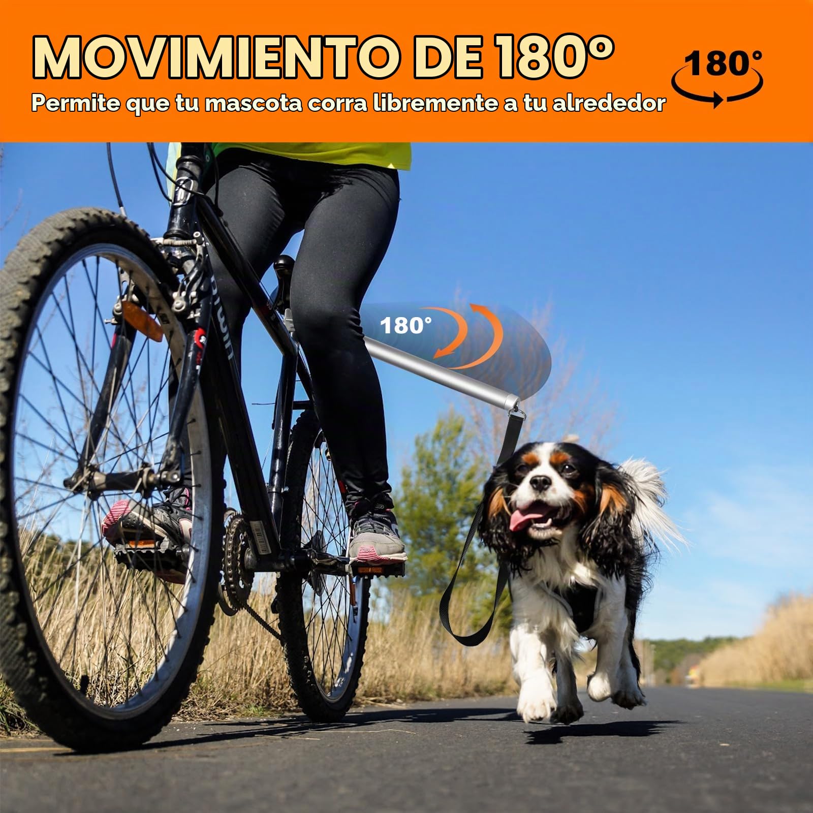 Correa para Perros Bicicleta - Correa Perro Bicicleta Se Puede Girar 180°, Fuerte Absorción de Impactos | Ajustable | Extraíble/Entrenamiento Jogging/Montar en Bicicleta