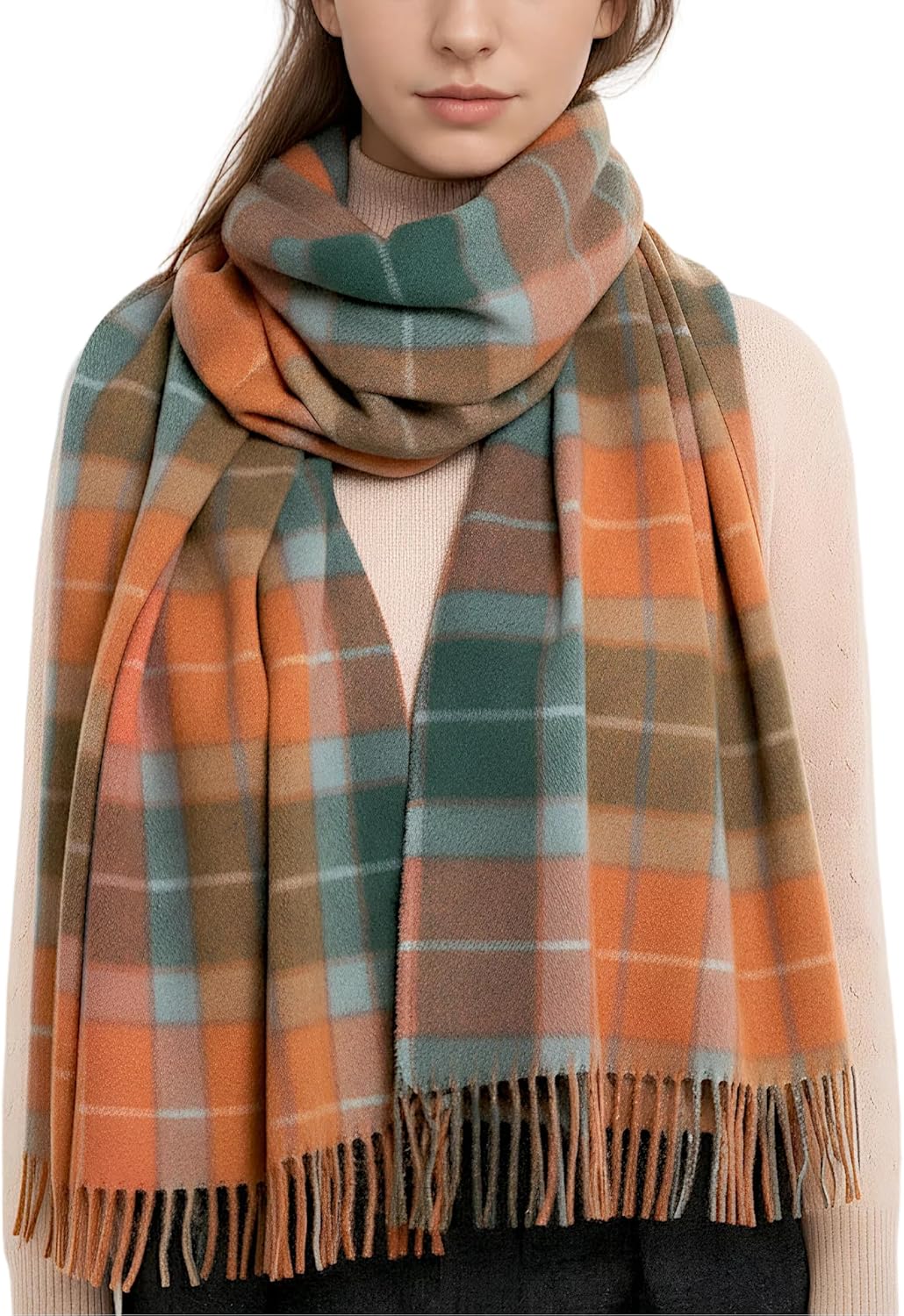 Achillea Long & Wide Scottish Tartan Plaid Shawl Wrap – Soft Cashmere Feel Winter Scarf, Outlander-Inspired Christmas Gift