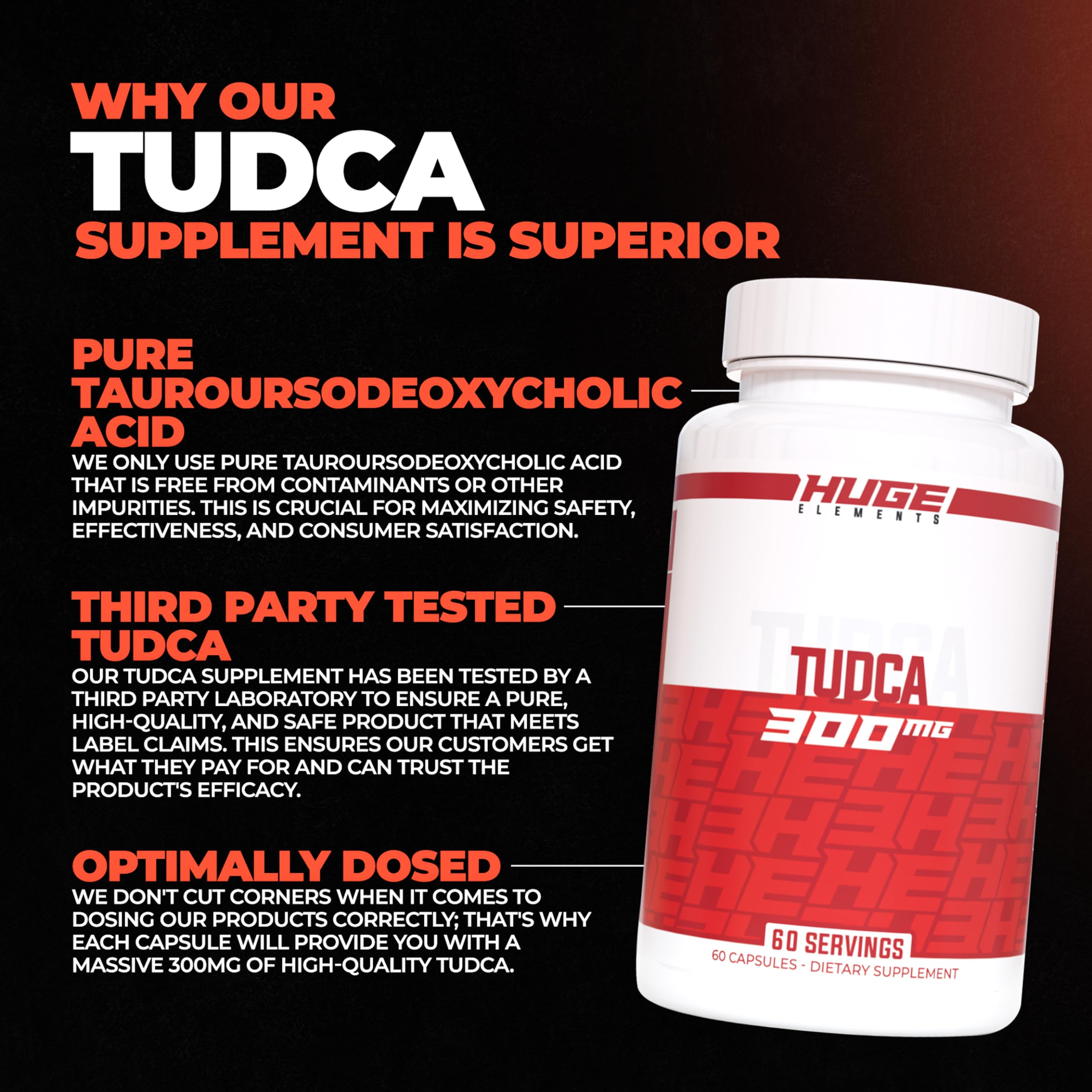 Huge Supplements TUDCA 300mg, Premium Quality Liver Support & Detoxification, Pure Bile Salts, Third-Party Lab Tests Available (60 Servings) — Amazon image 2