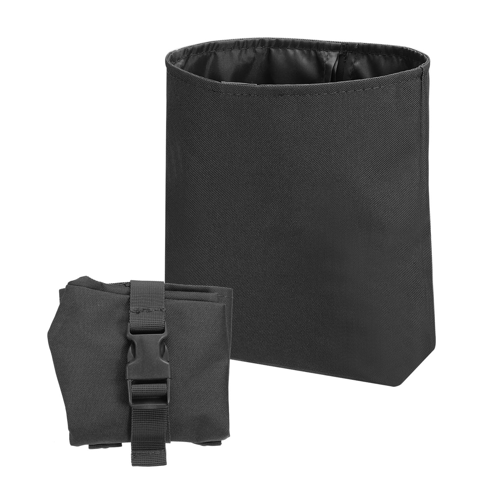PATIKIL 21x17x8cm Dump Pouch, Folding Dump Waist Bag Roll-Up Drawstring Utility Tool Storage Pack Backpack Accessories Shooting Climbing Outdoor Sports Bag, Black