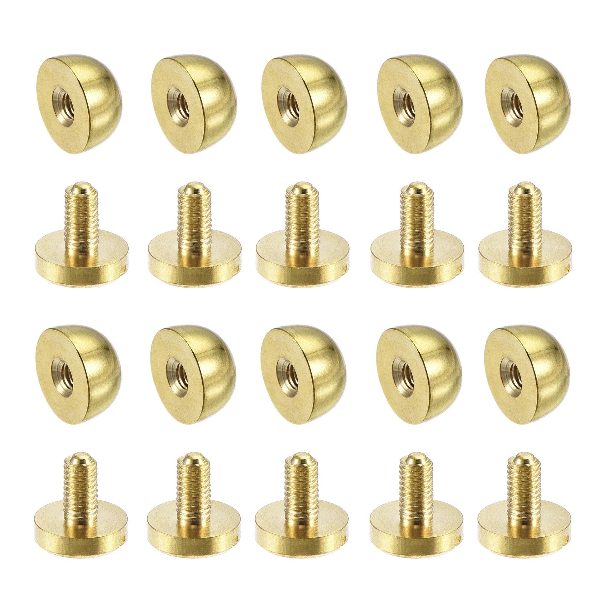 uxcell 10x6mm Round Studs Rivet Purse Handbag Feet Spike Brass Leather Craft Screw Back Rivets DIY 10 Sets