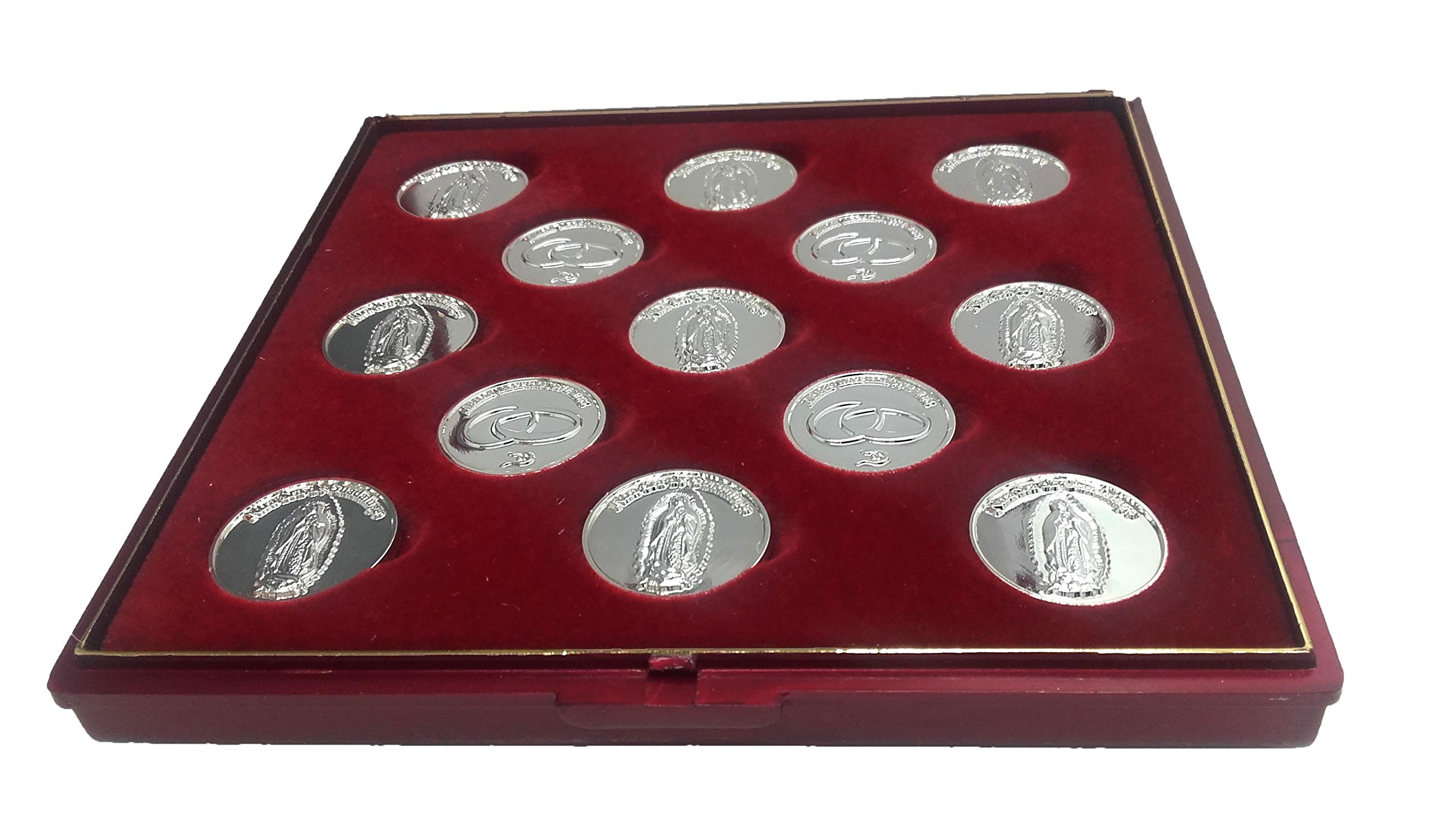 Arras de la Vírgen de Guadalupe, Personalizable con Bandeja Convertible en Placa de Recuerdo y llevanza de Alianzas para Bodas y Enlaces.