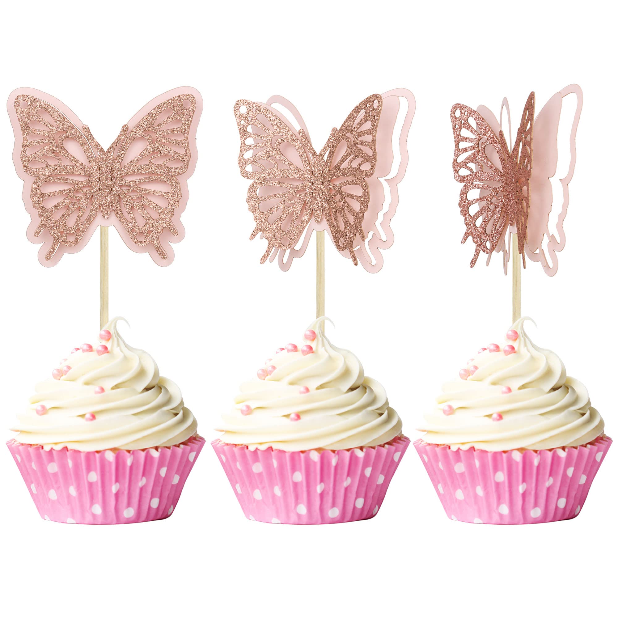 Lot De 30 Décorations 3D En Forme De Papillon Avec Cristal - Double Couche - Décoration De Gâteau D'anniversaire - Pour Fête Prénatale, Mariage, Fée
