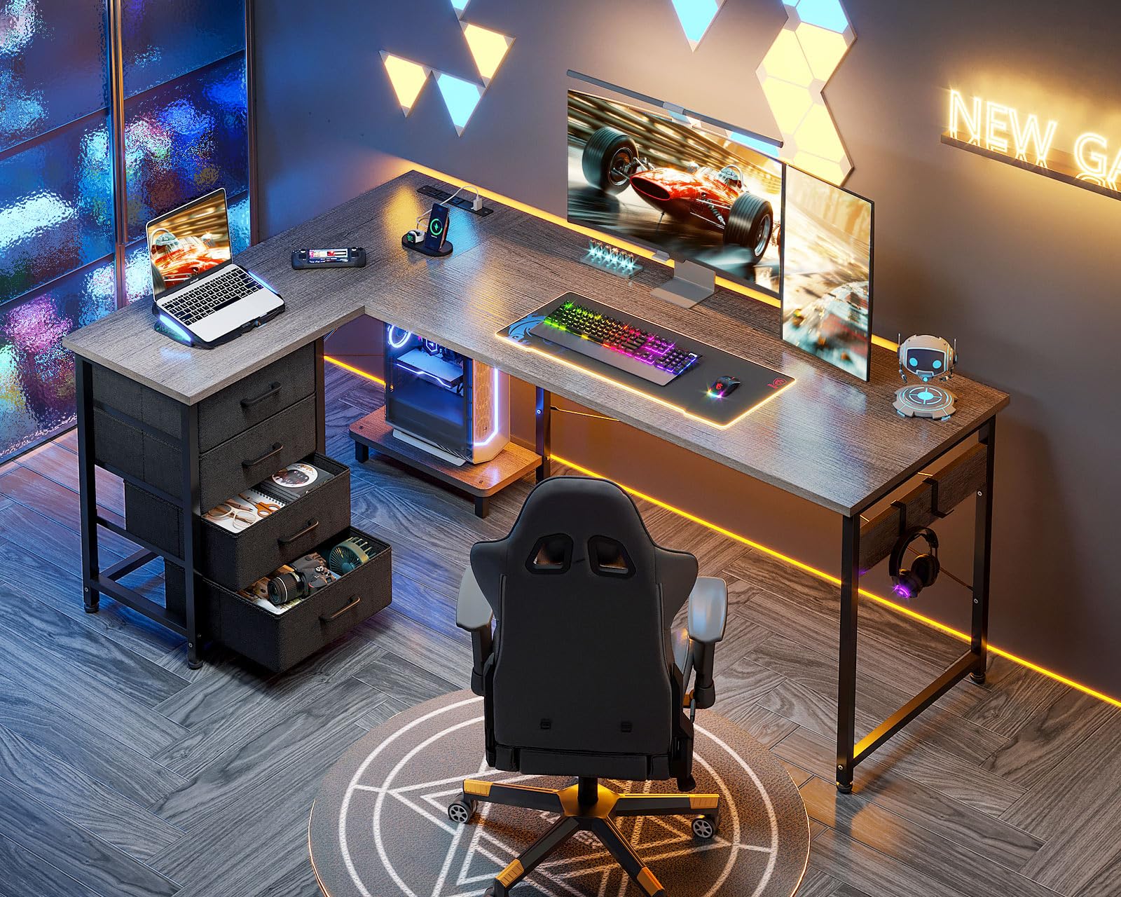 AODK ゲーミングデスク 引き出し4杯付き パソコンデスク 在宅勤務 簡単組立 Amazon | AODK ゲーミングデスク 引き出し4杯付き パソコンデスク