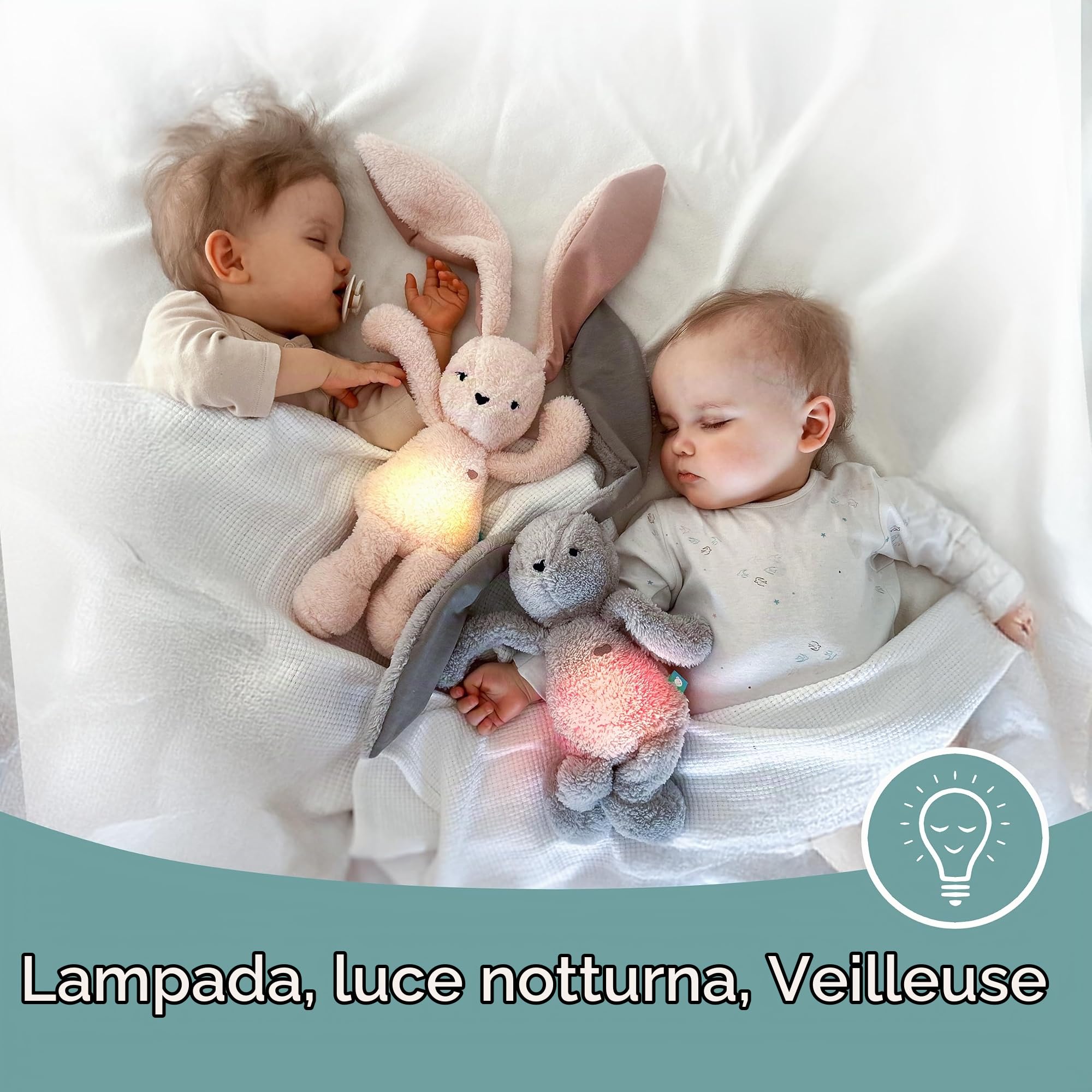 MyHummy Coniglio lenitivo, suoni e melodie, luce notturna, 2 colori, beige