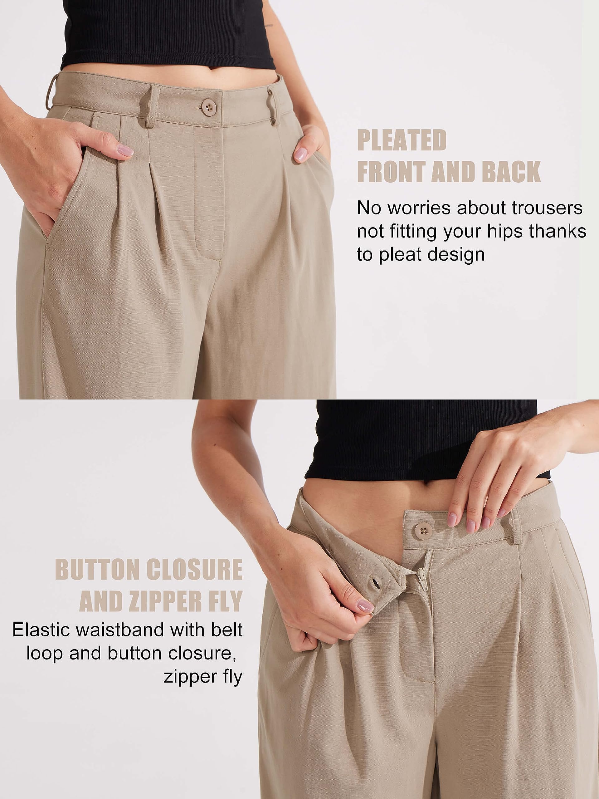 Libin Pantalon Large pour Femme - Taille Haute - 73,7 cm/78,7 cm - Pantalon de Travail Professionnel - Pantalon décontracté pour Yoga, Golf