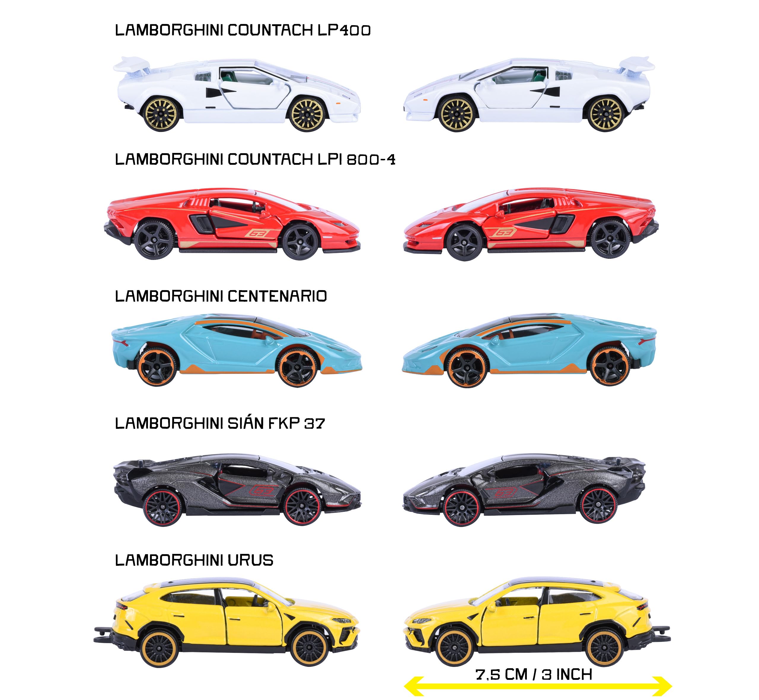 Majorette Lamborghini Car Set - 5 Metal Models -3 Majorette Lamborghini Car Set - 5 Metal Models -3