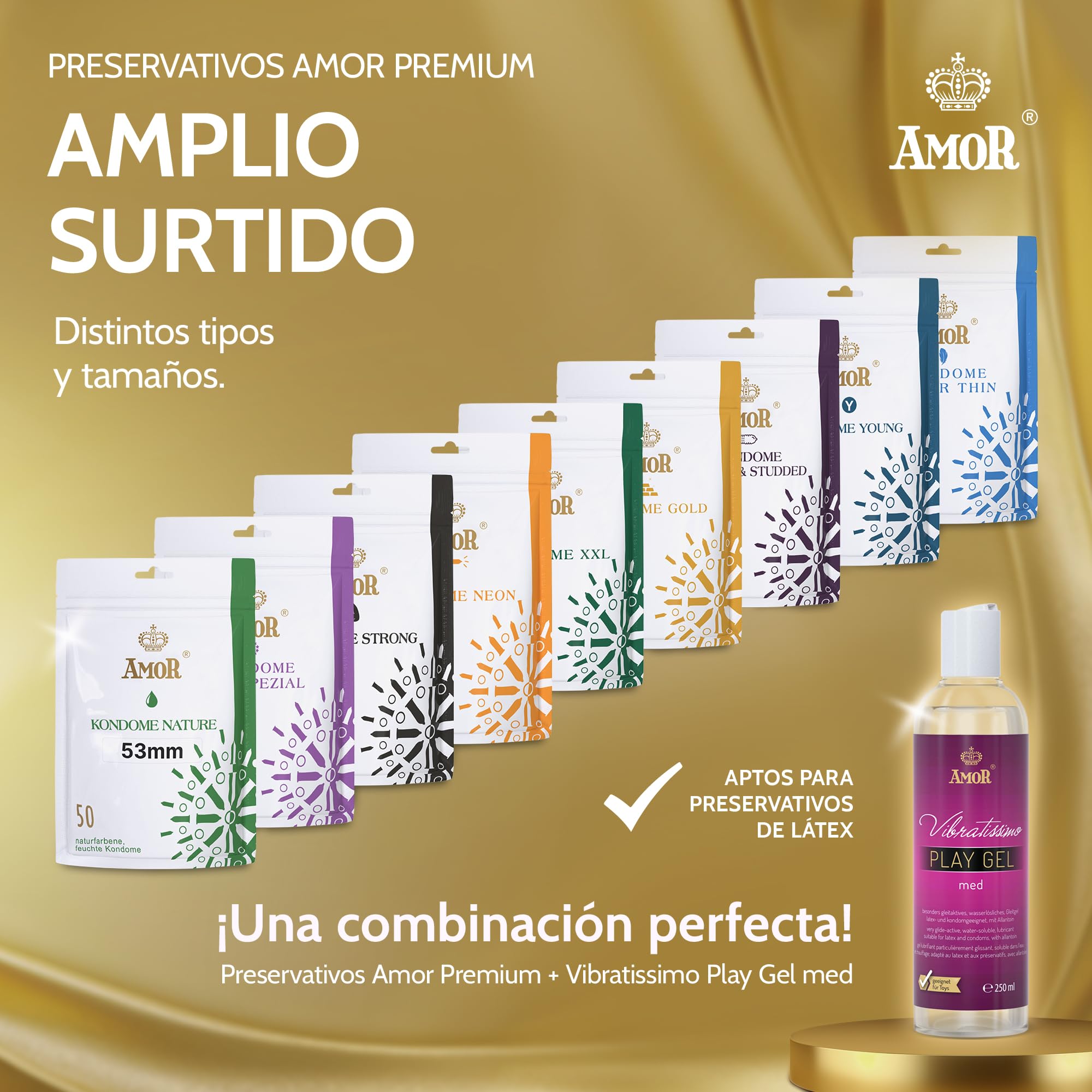 AMOR NATURE Ø 64 mm 100 Preservativos Premium, colocación perfecta y tamaño adecuado para todos, transparente