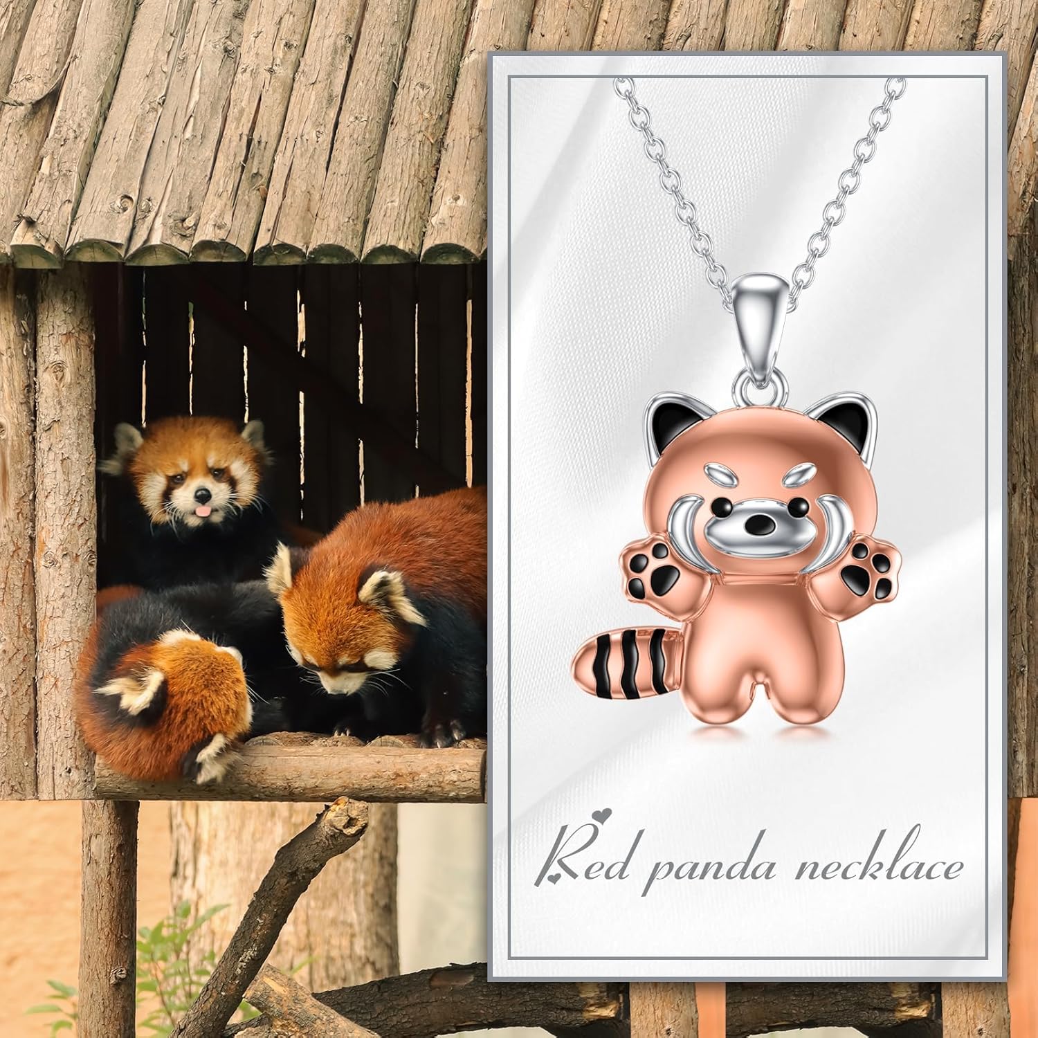 SIMONLY Red Panda Gifts 925 Sterling Silver Red Panda Necklace Jewelry for Women Daughter Friends BFF - Image 2