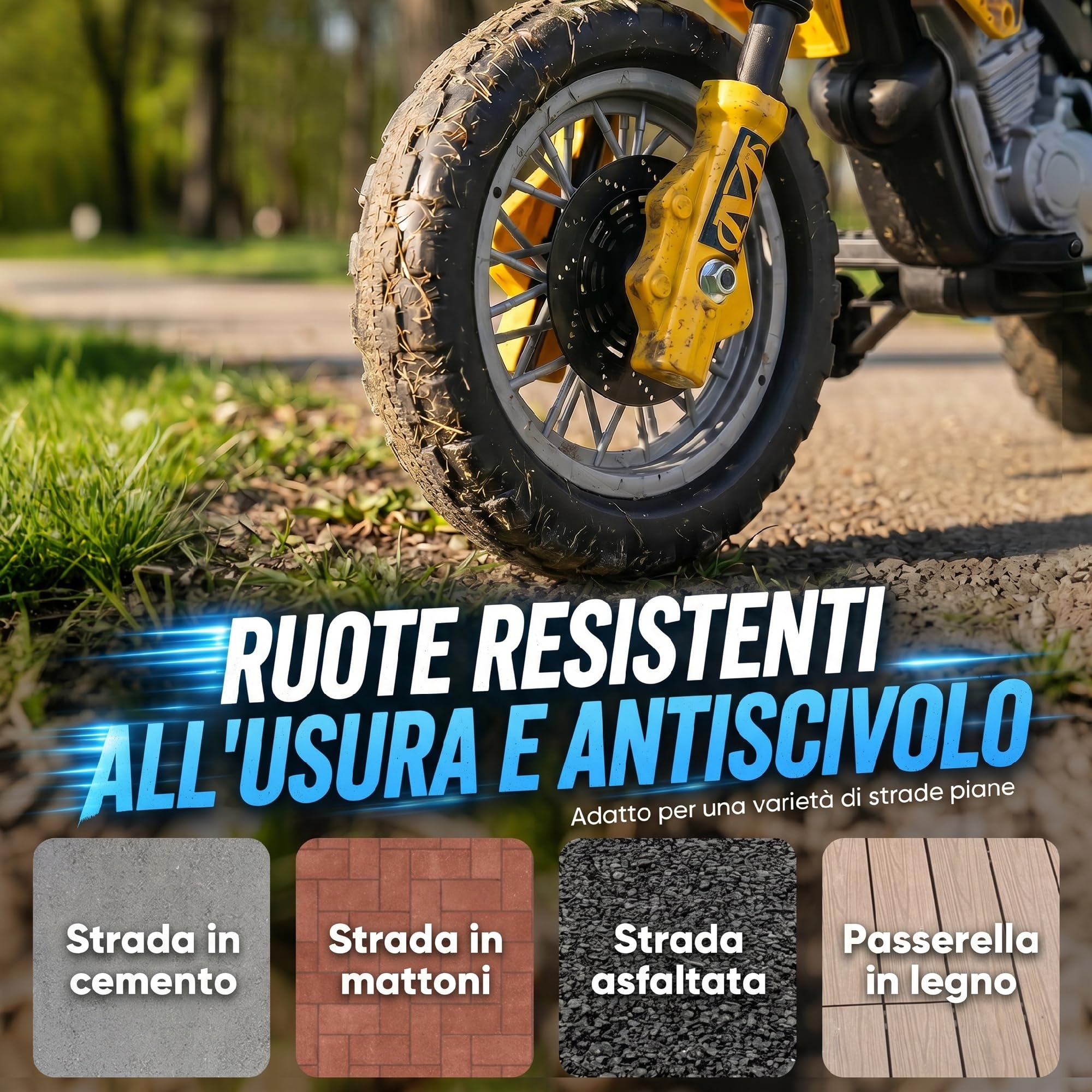 HOMCOM Moto Elettrica per Bambini 3 anni e Più, Moto Cross Elettrica con Rotelle, Batteria 6V Velocità 2.5km/h, 102 x 58 x 66cm, Giallo