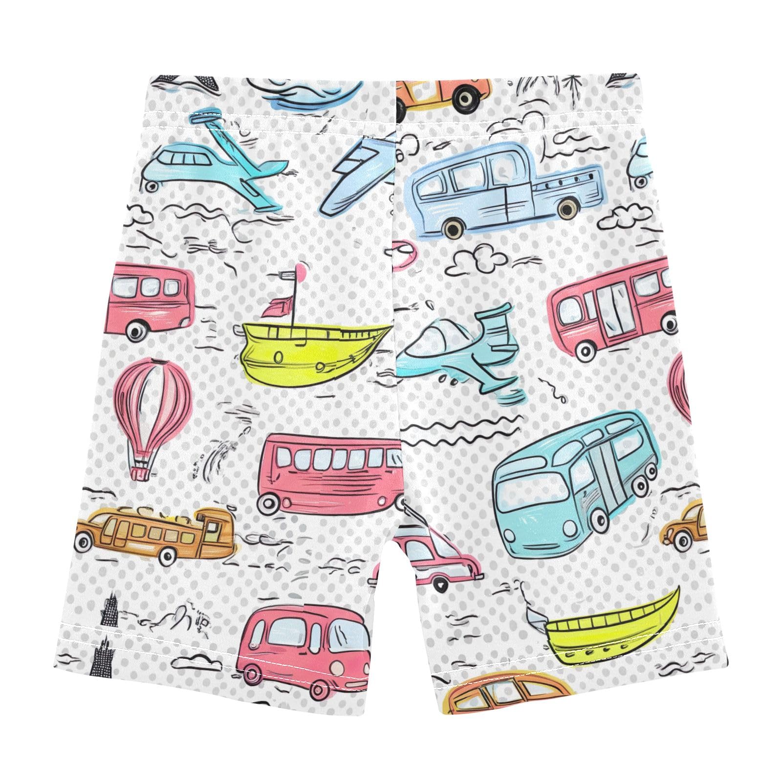 CHIFIGNO Girl's Bike Shorts Cartwheel Shorts Kids Cotton Biker Short for Under Dress Cute Cartoon Vehicles Cars White Size 10