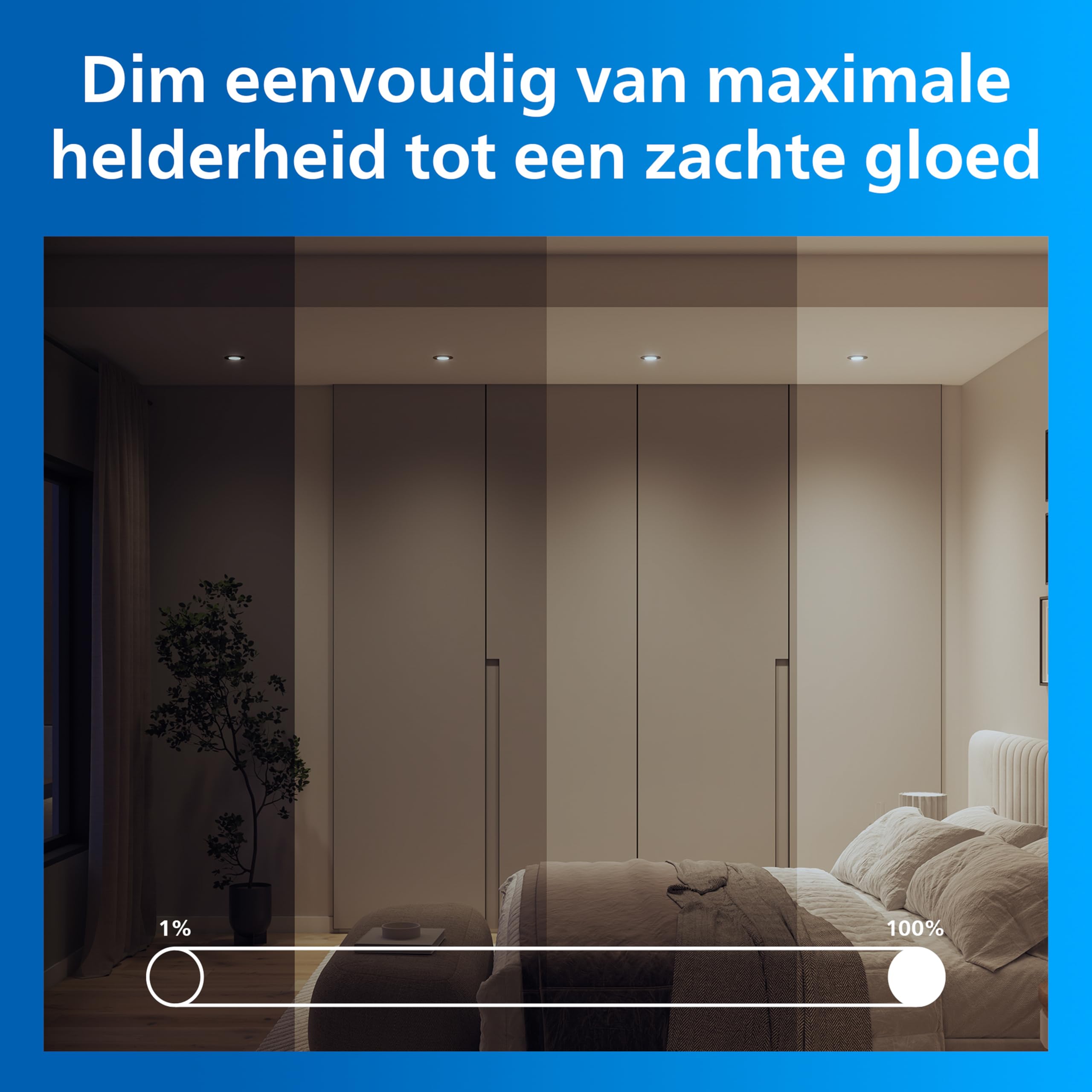 Philips Smart Lighting Kit Bombillas GU10, Pack de 4, Luz Blanca Ajustable y de Color, Solución Total, Cabezal Inclinable, Control por App y Voz, Negro