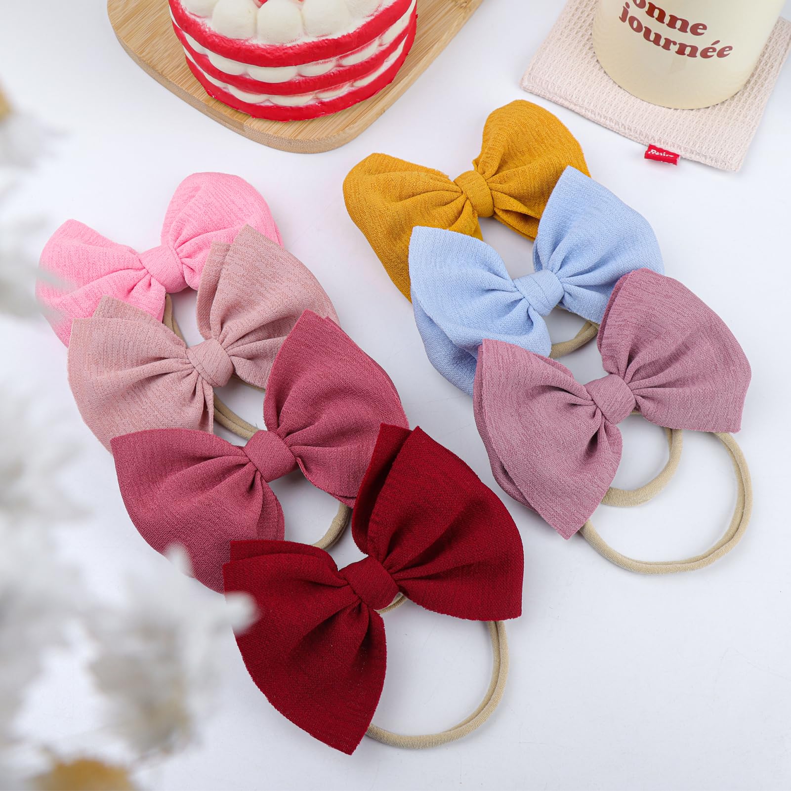 YanJie Diademas de nailon suave de 4.5 pulgadas, lazos para recién nacidos, hechas a mano, accesorios para el cabello para recién nacidos, bebés, niños, 16 unidades