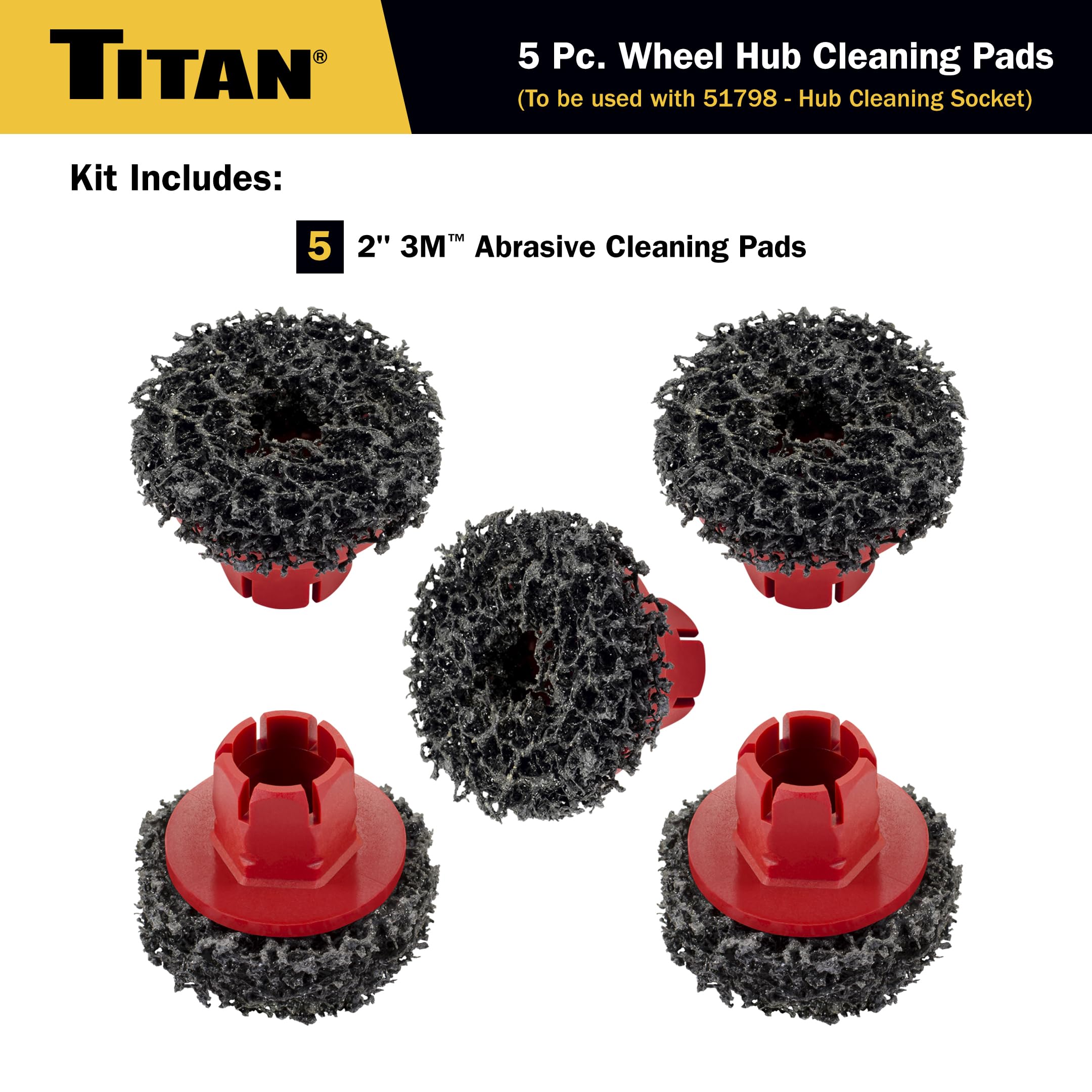 Snapklik.com : Titan 51799 5-Piece Wheel Hub Cleaning Pads Set, For Use