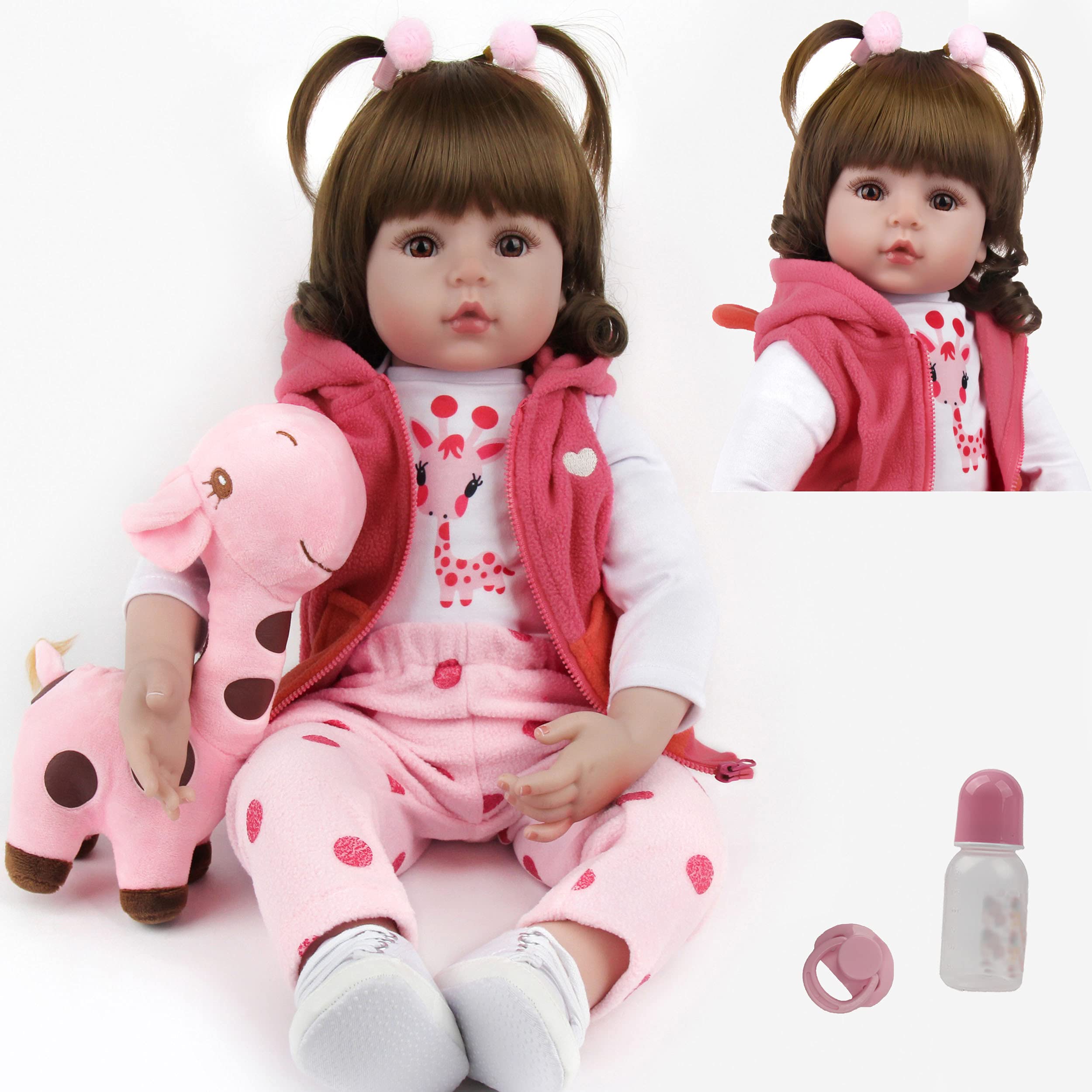 ZIYIUI 24 cale 60 cm Reborn Kobiety Oryginalna Reborn Lalka Silikonowa Miękka Winyl Lalka Reborn Kobieta Długie Włosy Lalki Reborn Prezenty świąteczne