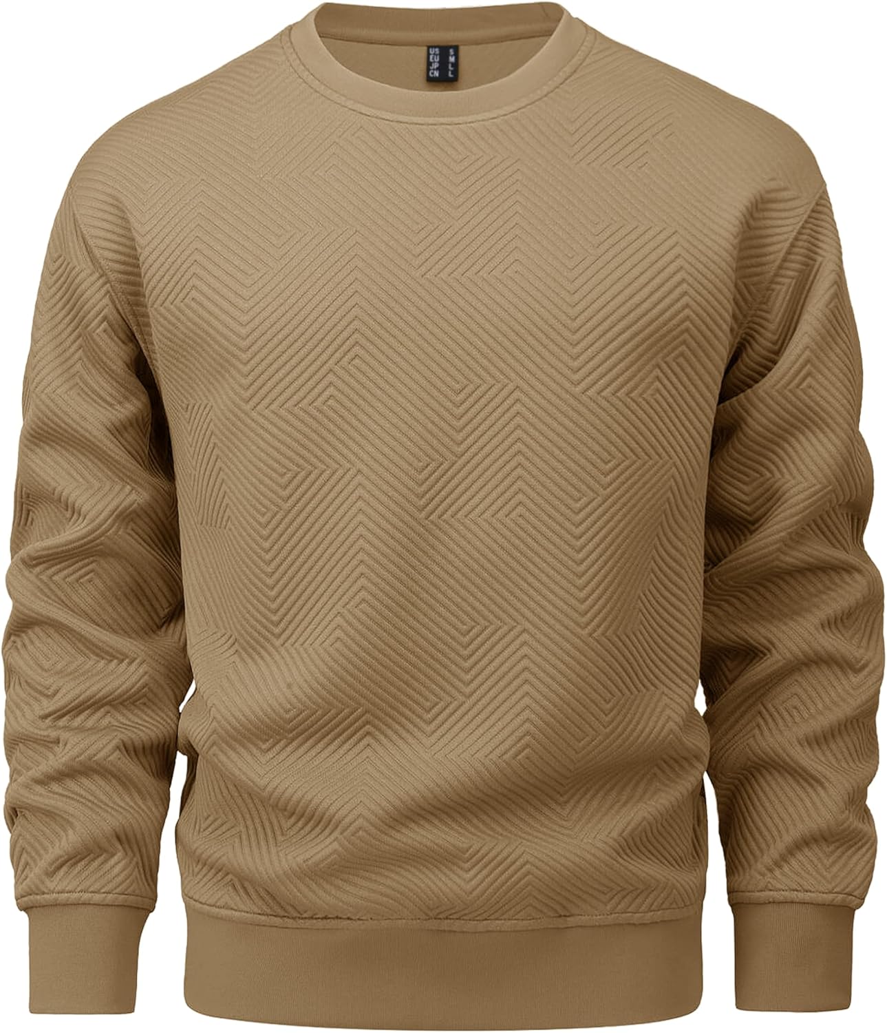 MAGCOMSEN Mens Crewneck Sweatshirts Long Sleeve Geometric Textured Pullover Shirts Winter Fall Casual Soft Sweatshirt