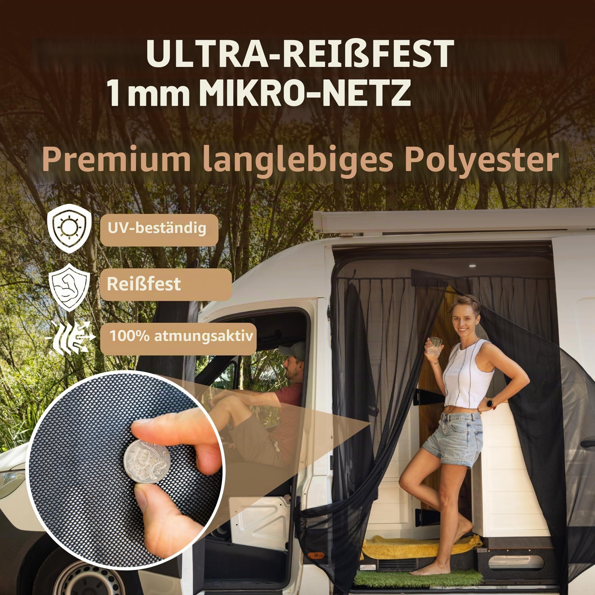 Moskitonetz für Mercedes Sprinter Opel Movano Ford Transit FIAT Ducato Seitentür Magnetverschluss