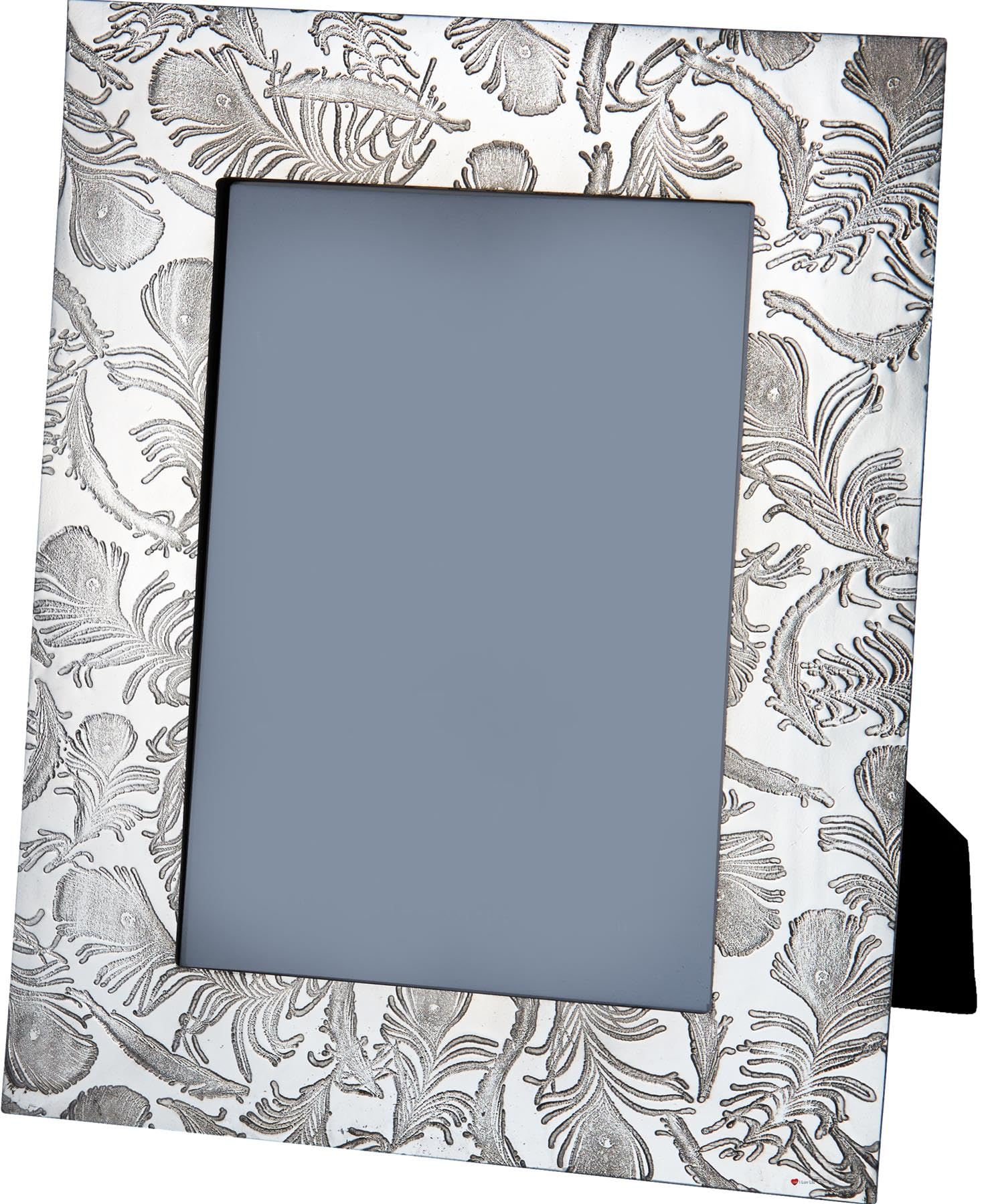 Cadre photo étain I LUV LTD 7x5 fini brillant paon fait main