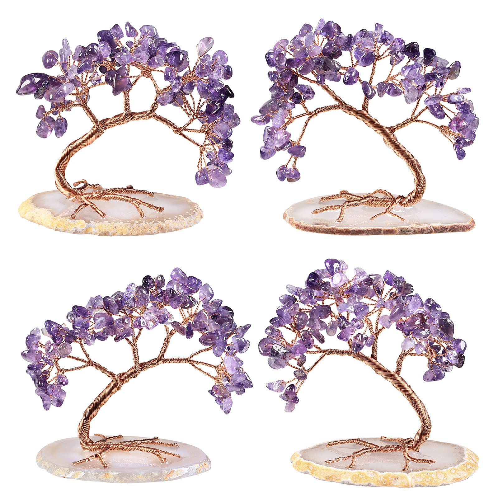 mookaitedecor Natural Amethyst Feng Shui Money Tree with Agate Slice Base for Desk Decor Wealth Luck Healing Crystal Stone Tree Ornaments - Image 4