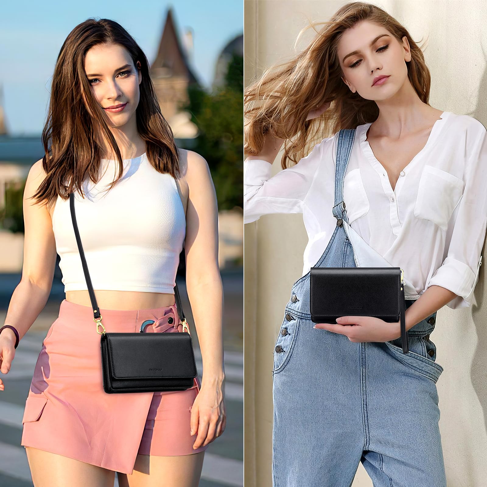 nuoku Small Crossbody Bags for Women, Small Crossbody Purse with Credit Card Slots, Cell Phone Purse for Women with Phone Pocket (Black)