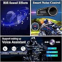 Vista 7 de QSPORTPEAK Cascos de motocicleta intercomunicador Bluetooth, casco M2C Bluetooth para 2-6 conductores con pantalla LCD, cancelación de ruido