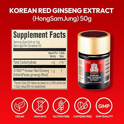 Miniatura 7 de Pasta de extracto de ginseng rojo coreano (HongSam Jung)  Suplementos adaptógenos de Panax Ginseng  Impulso de energía y apoyo inmunológico, sin
