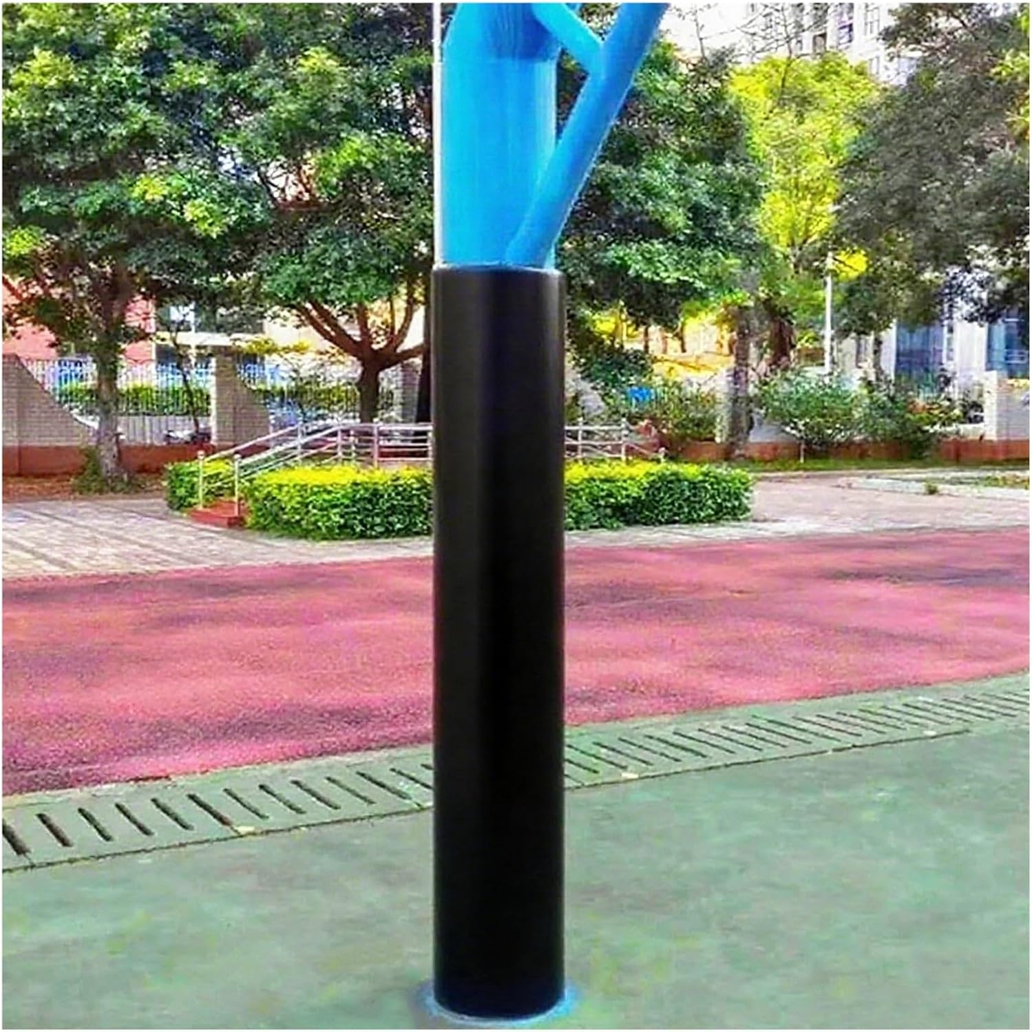 Outdoor Basketball Pole Padding Wrap, 3ft Black Blue Cushion Cover, Fits 2-8 FT Poles, 0.8in Pearl Cotton Protection, Durable Garage Pole Pad for Safety