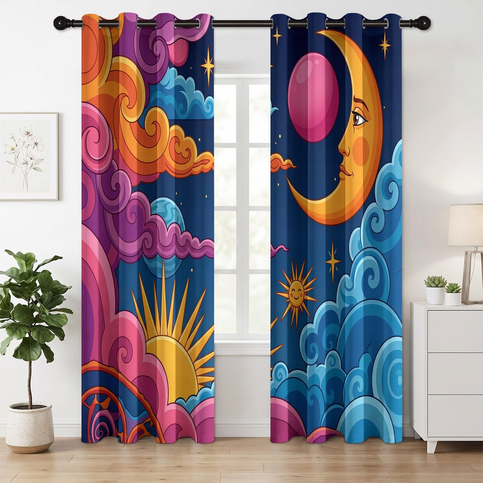 Generisch Vorhänge Blickdicht mit Ösen H245 x B140 cm Fantasy, 2er Set